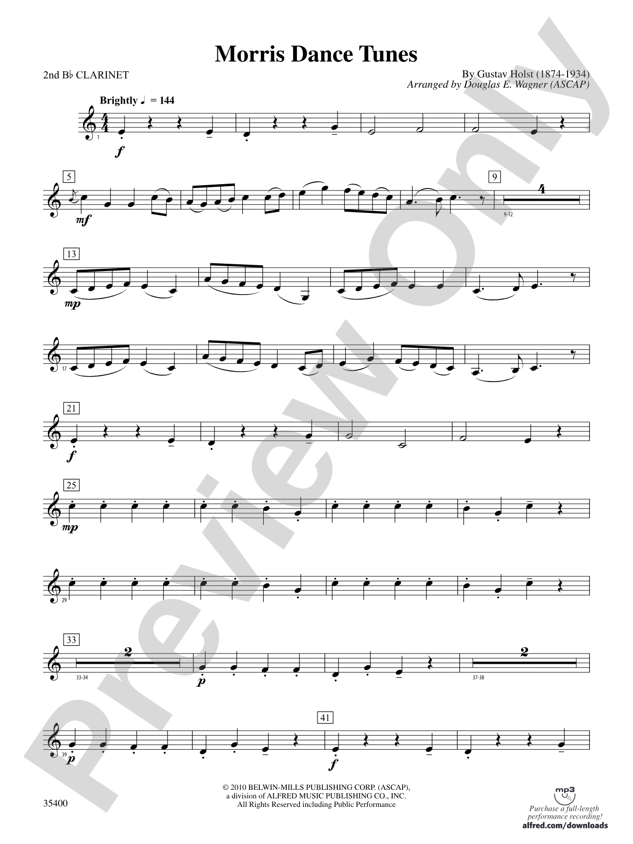 Morris Dance Tunes: 2nd B-flat Clarinet