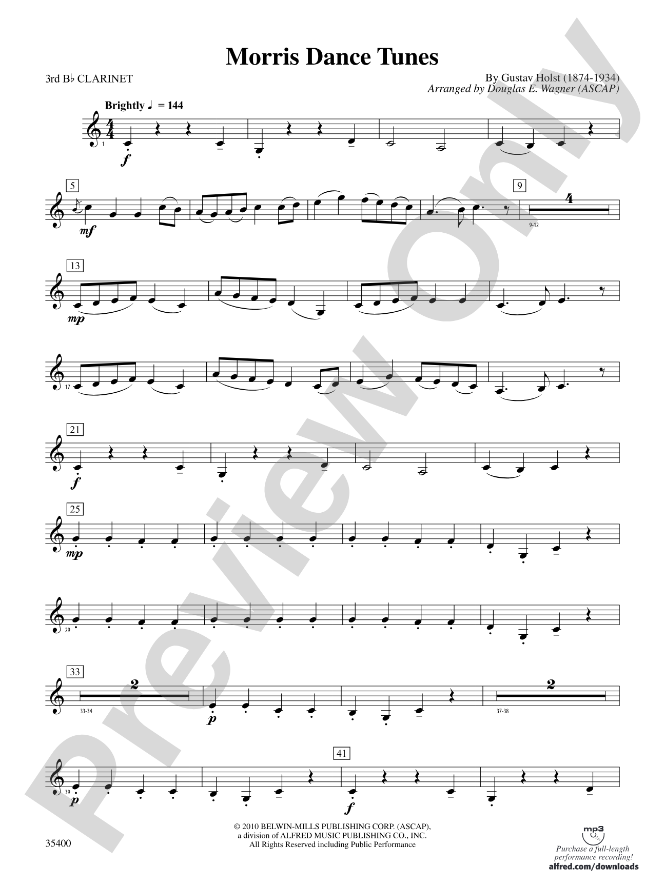 Morris Dance Tunes: 3rd B-flat Clarinet