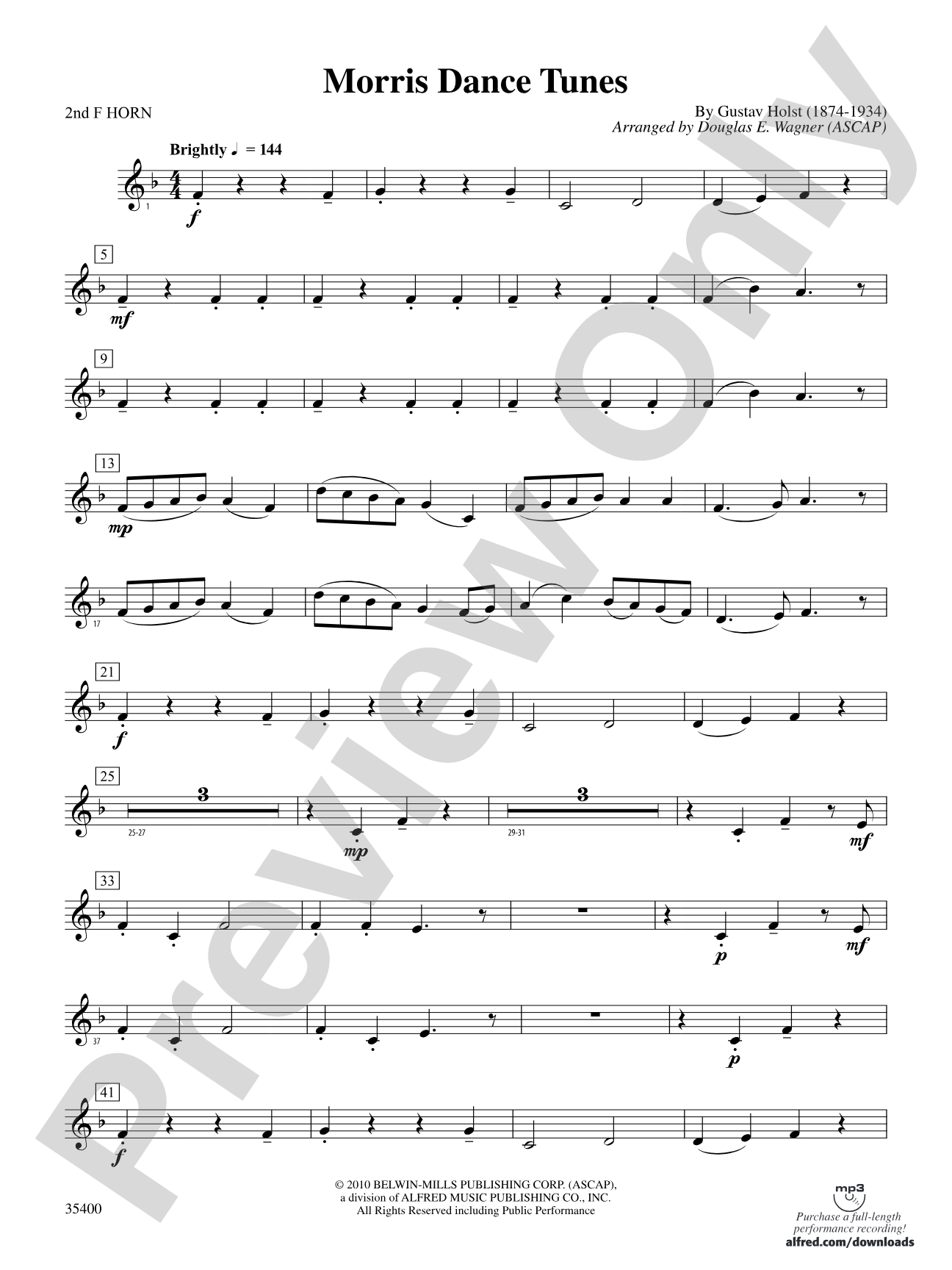 Morris Dance Tunes: 2nd F Horn