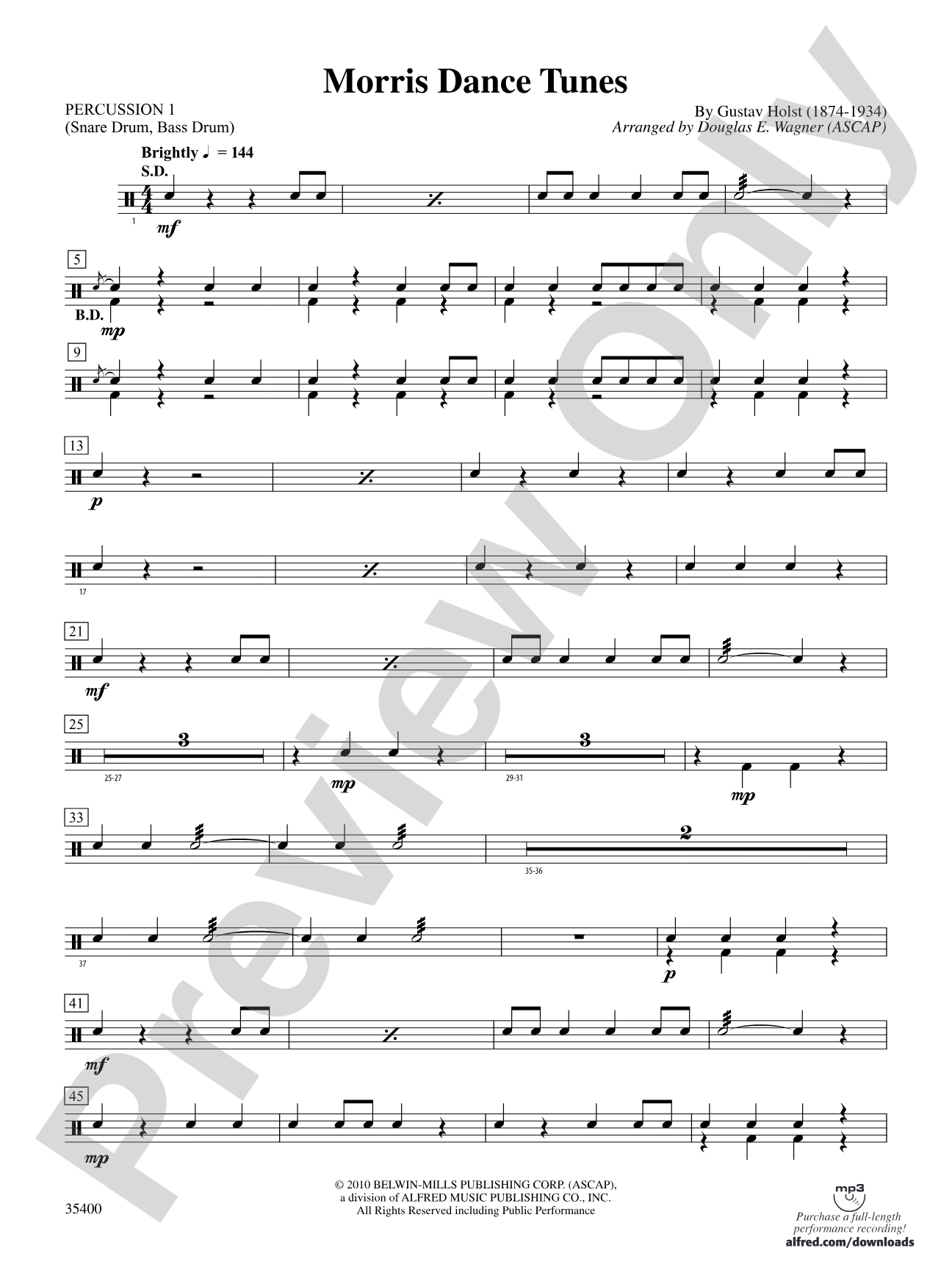 Morris Dance Tunes: 1st Percussion