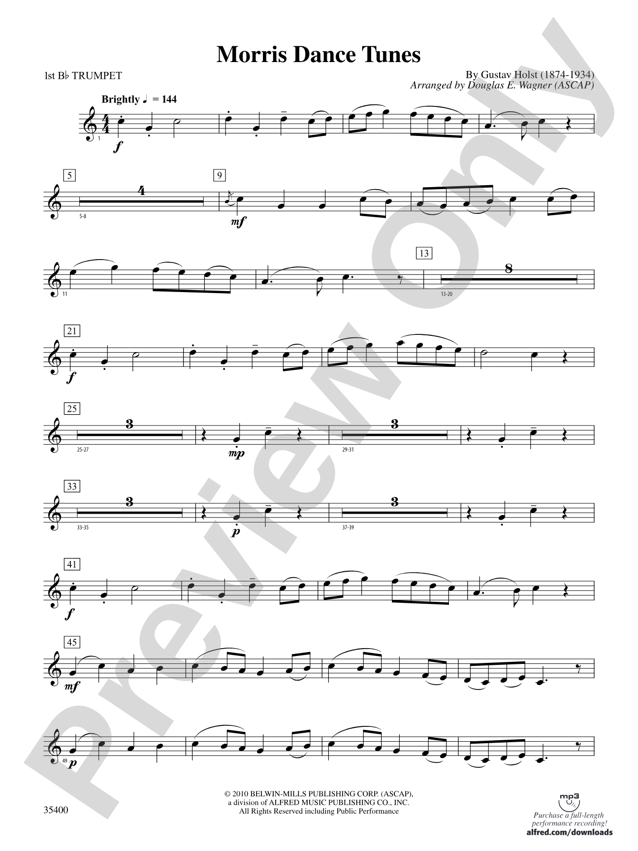Morris Dance Tunes: 1st B-flat Trumpet