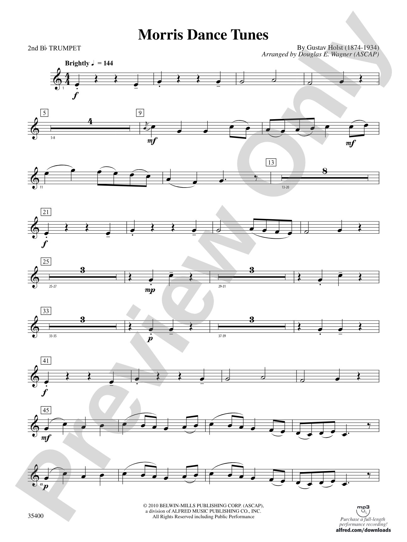 Morris Dance Tunes: 2nd B-flat Trumpet