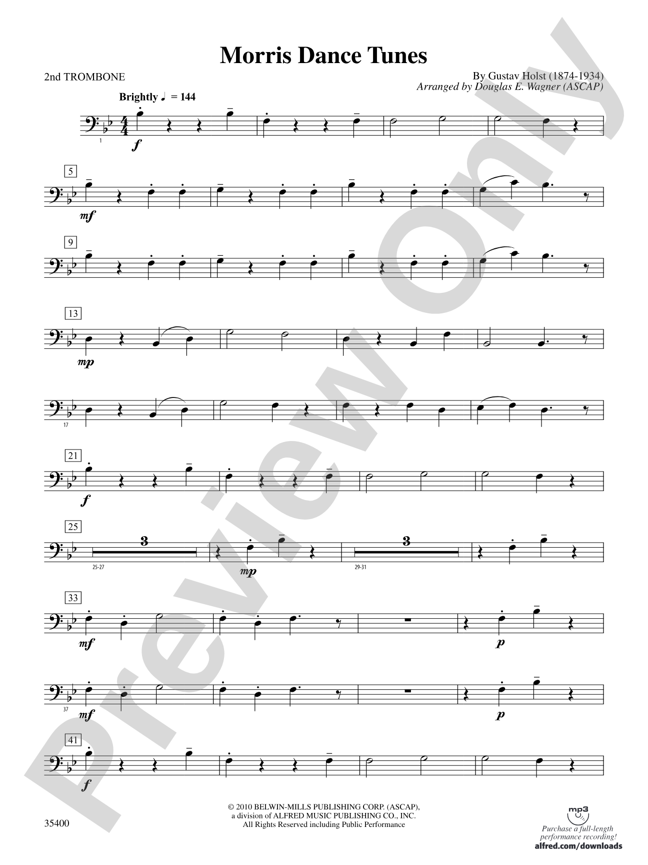 Morris Dance Tunes: 2nd Trombone