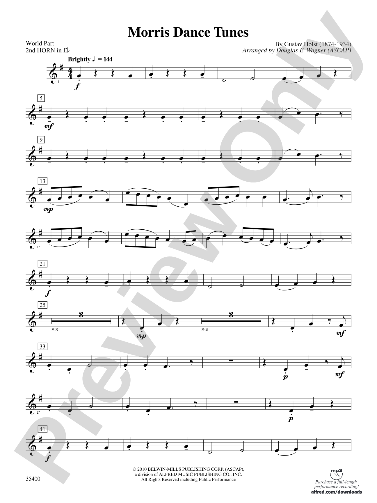 Morris Dance Tunes: (wp) 2nd Horn in E-flat