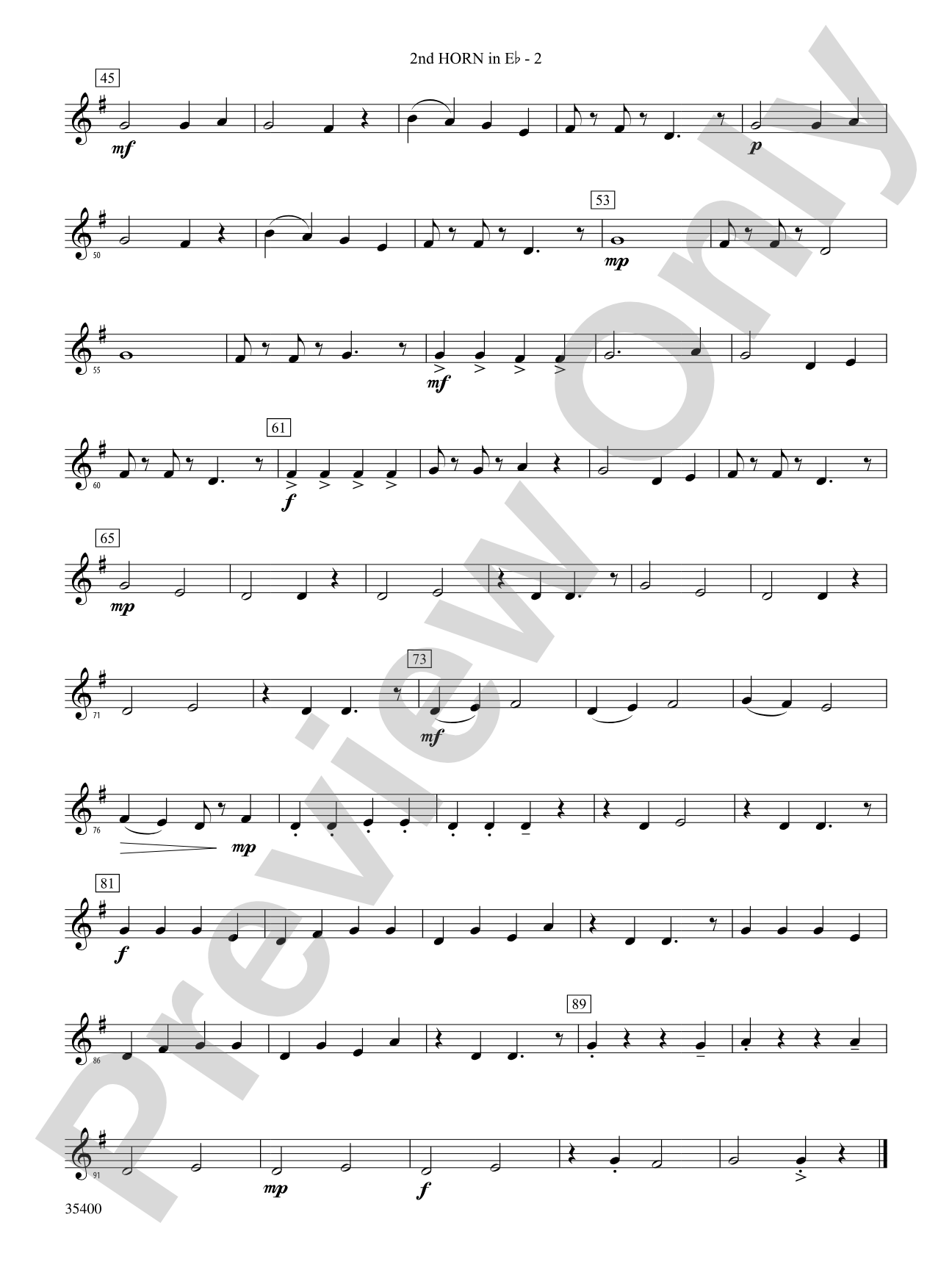 Morris Dance Tunes: (wp) 2nd Horn in E-flat