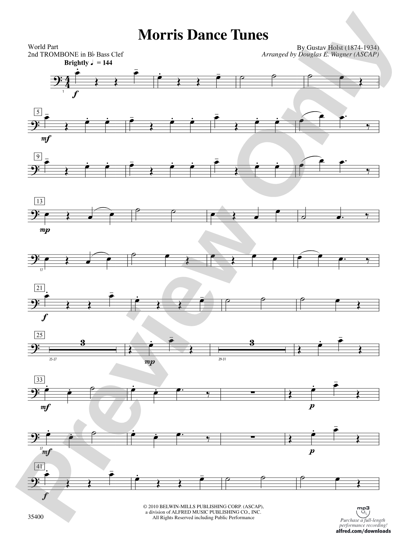 Morris Dance Tunes: (wp) 2nd B-flat Trombone B.C.