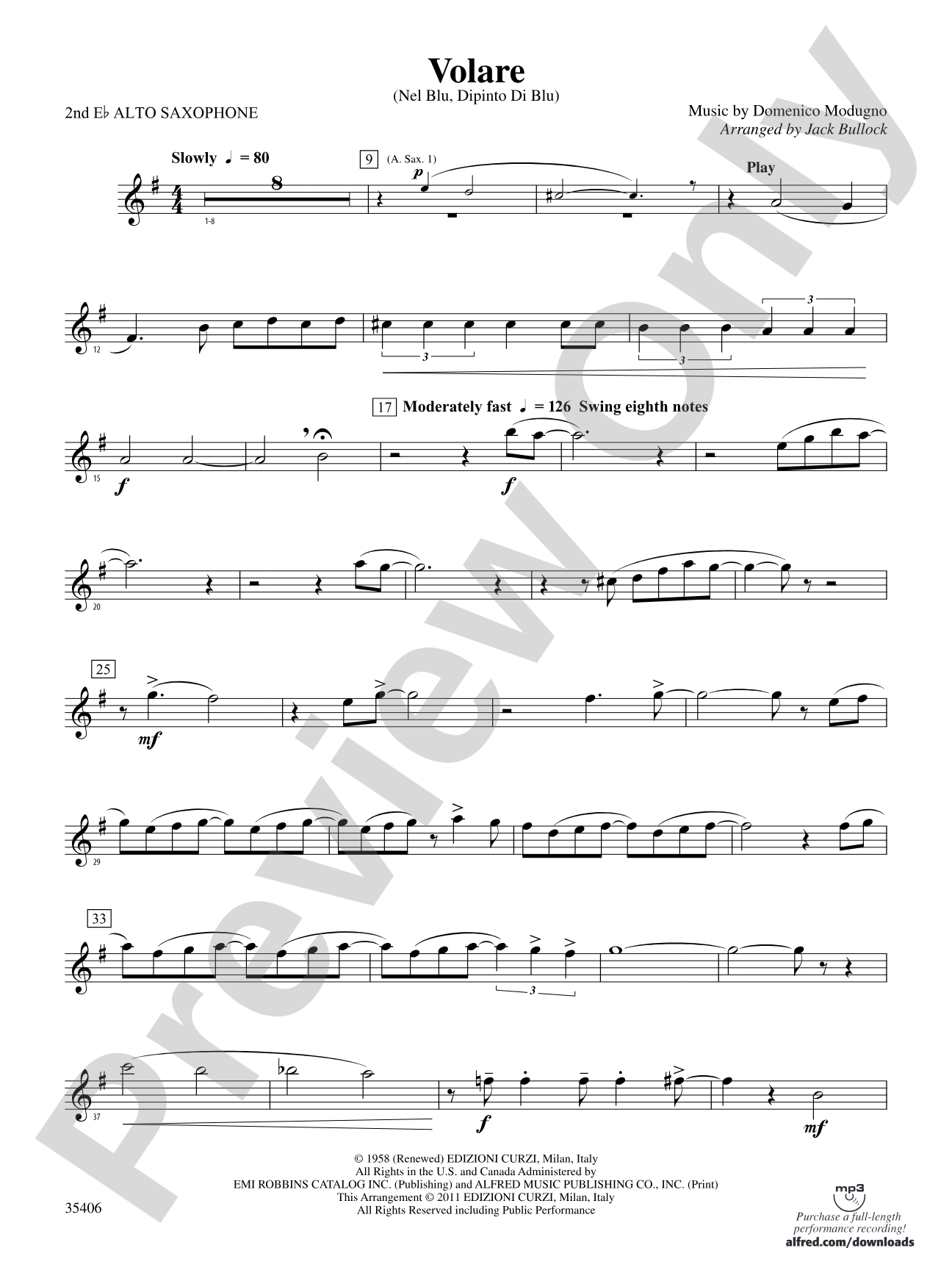Volare: 2nd E-flat Alto Saxophone