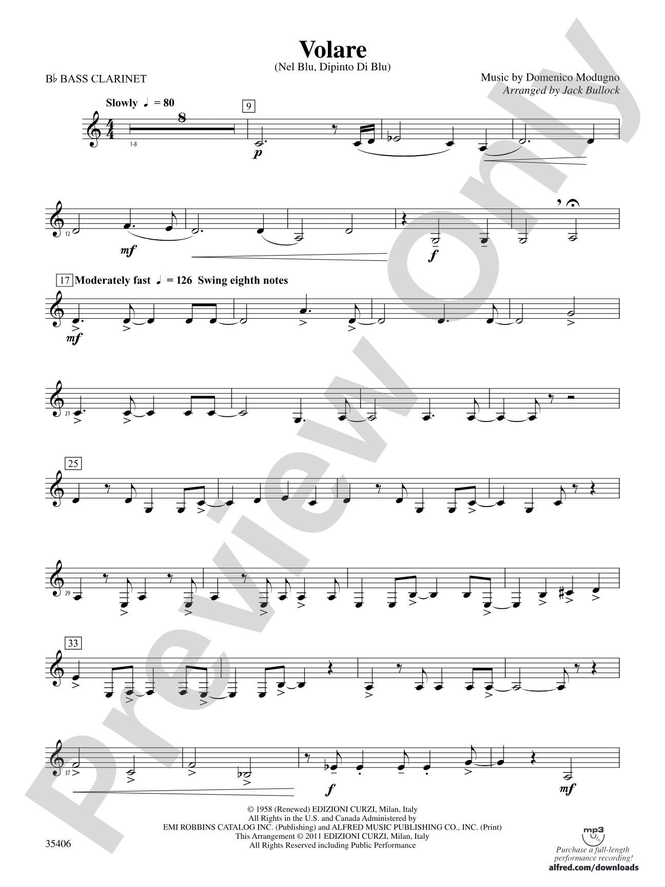 Volare: B-flat Bass Clarinet