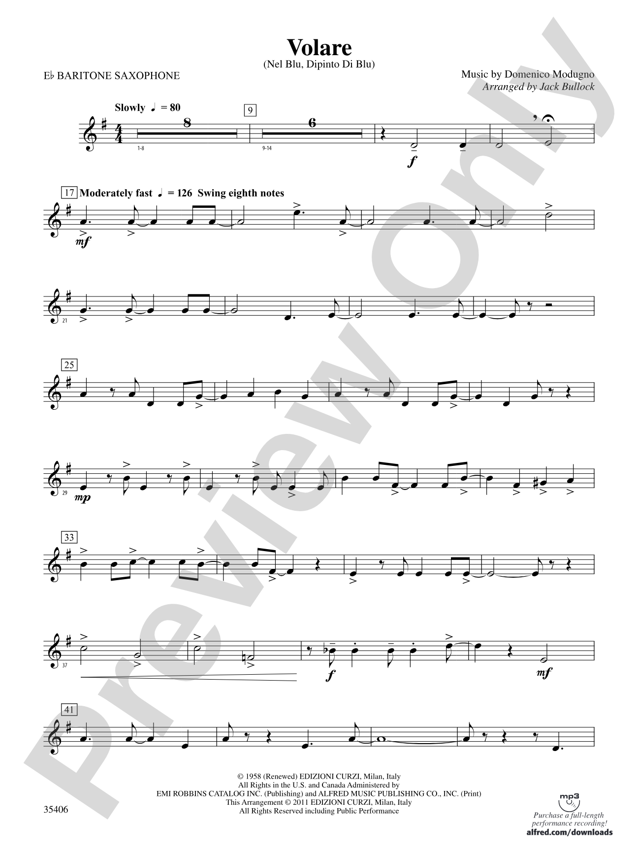 Volare: E-flat Baritone Saxophone