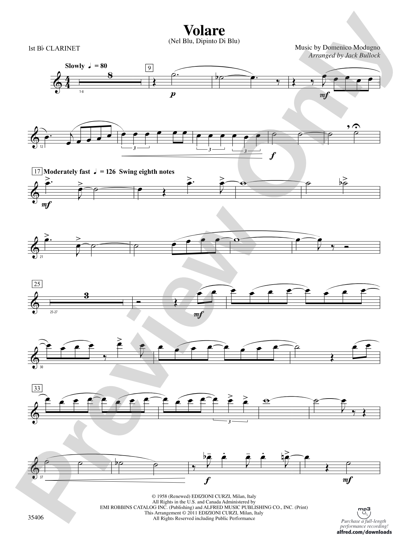 Volare: 1st B-flat Clarinet