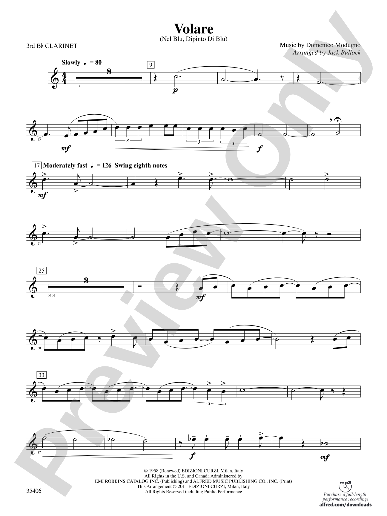 Volare: 3rd B-flat Clarinet