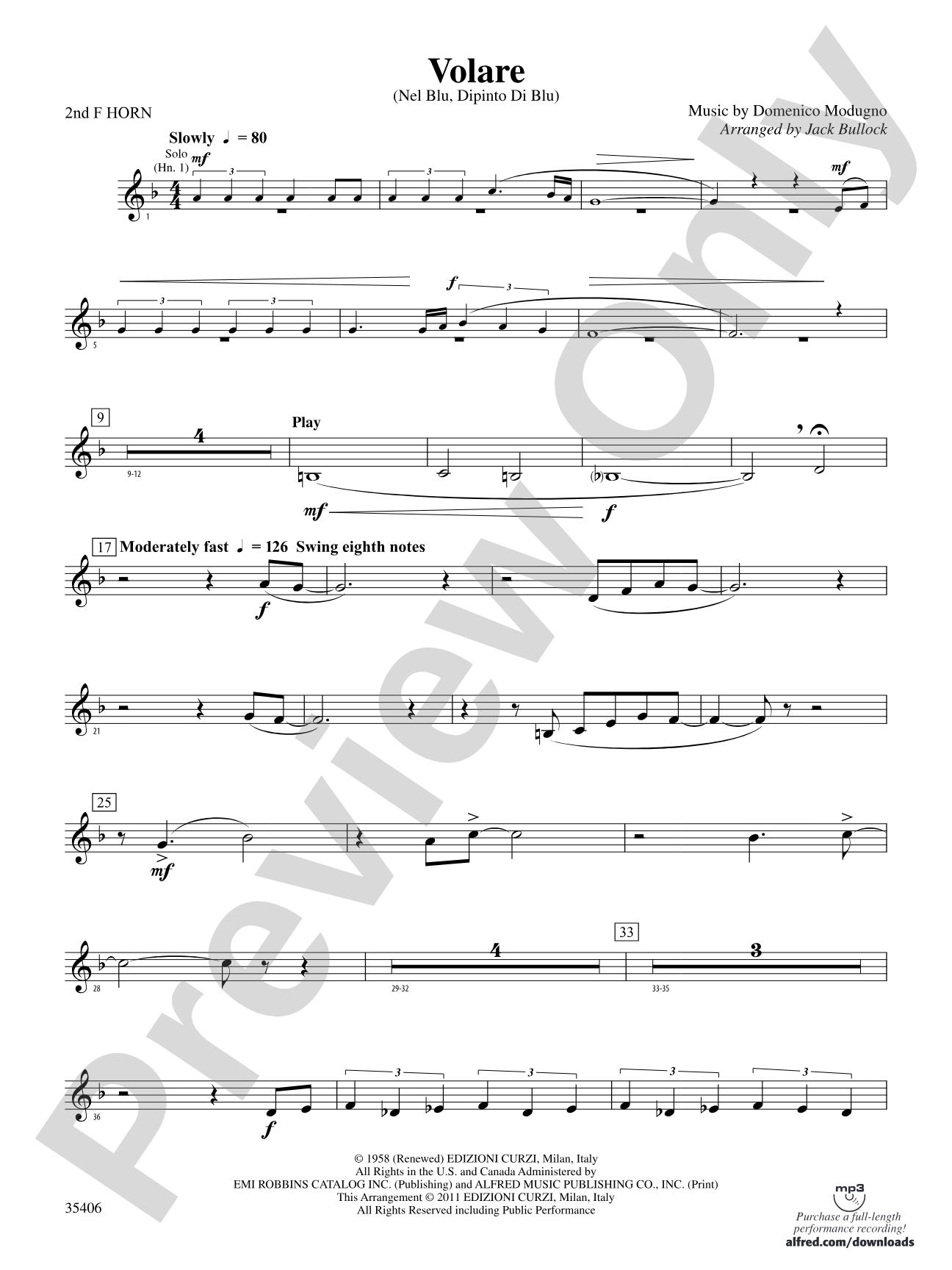 Volare: 2nd F Horn