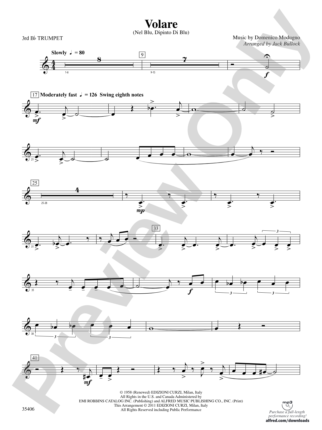 Volare: 3rd B-flat Trumpet