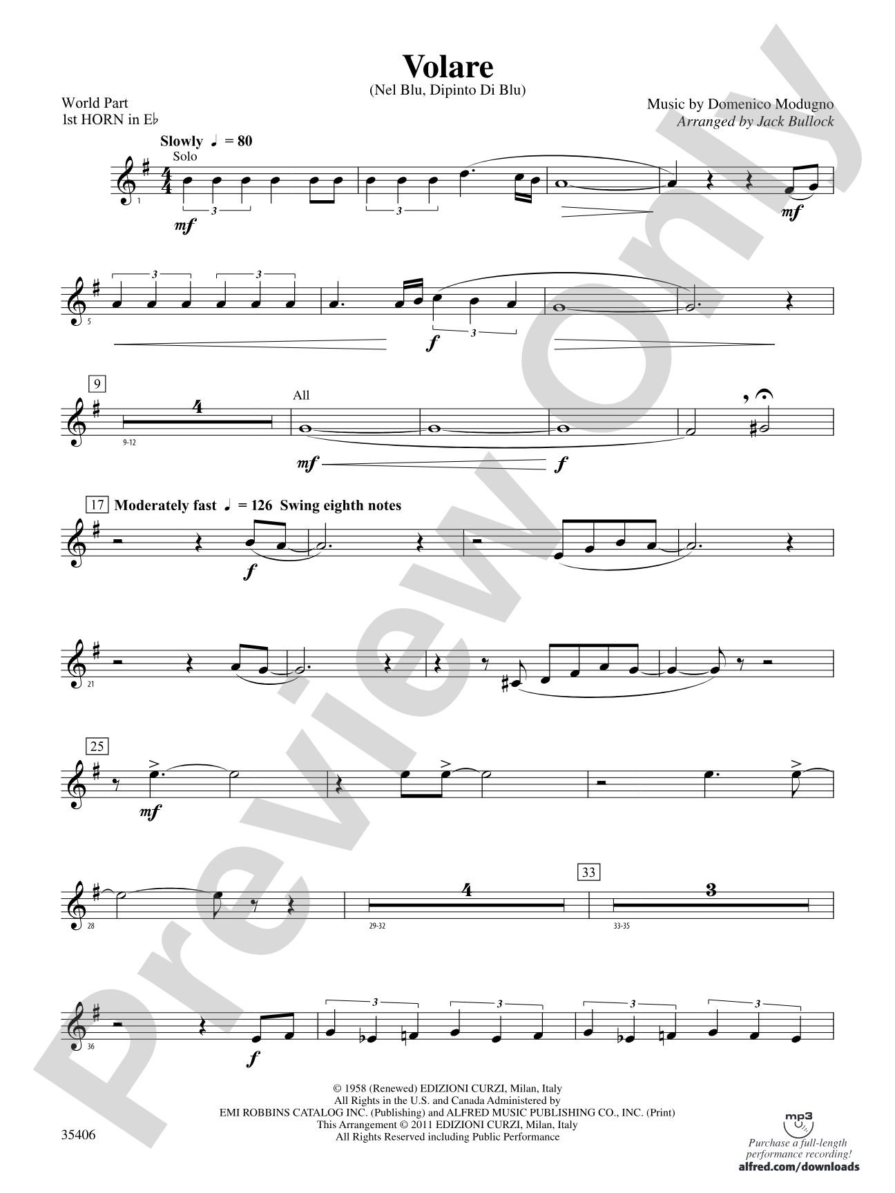Volare: (wp) 1st Horn in E-flat