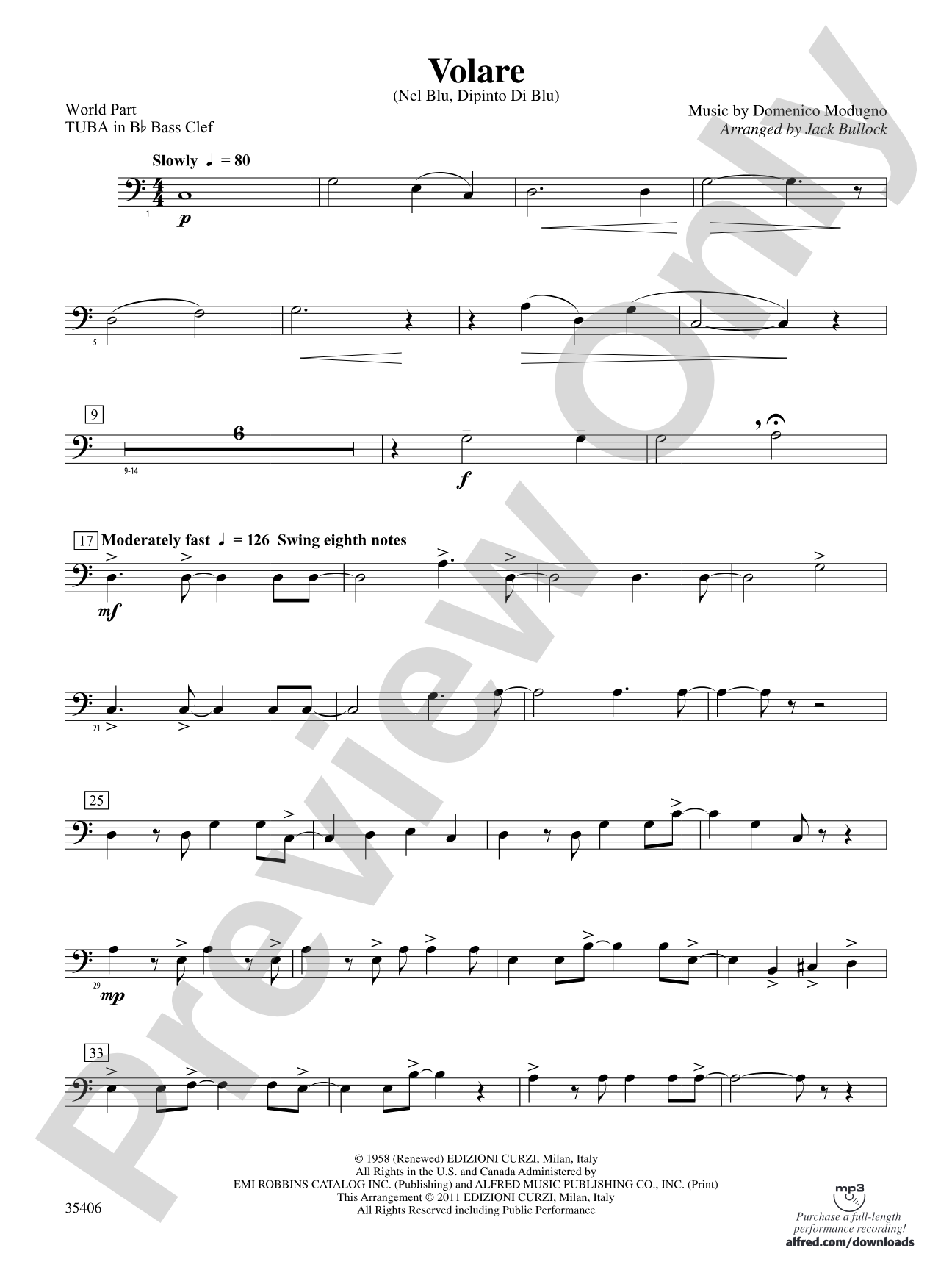 Volare: (wp) B-flat Tuba B.C.