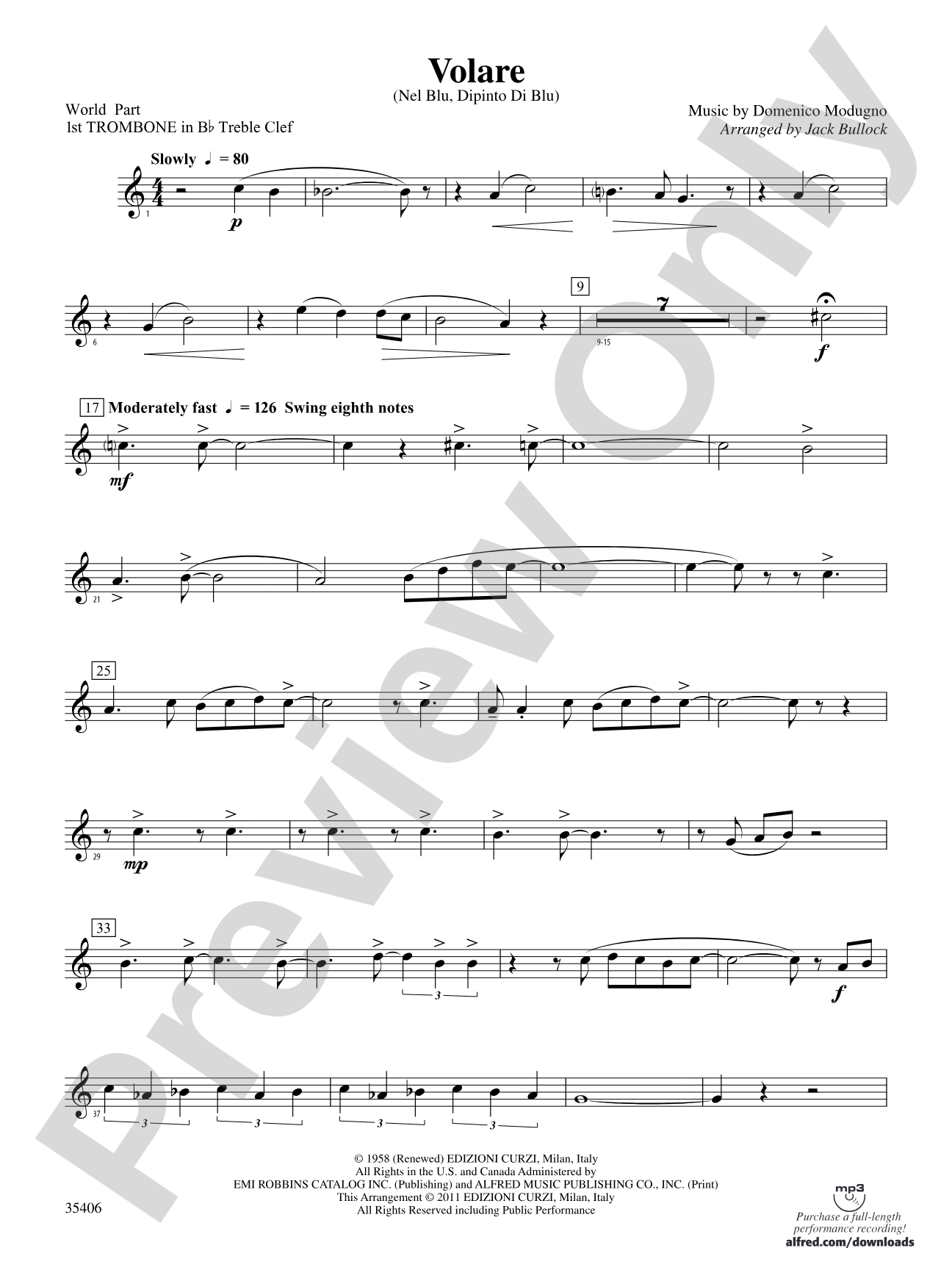 Volare: (wp) 1st B-flat Trombone T.C.