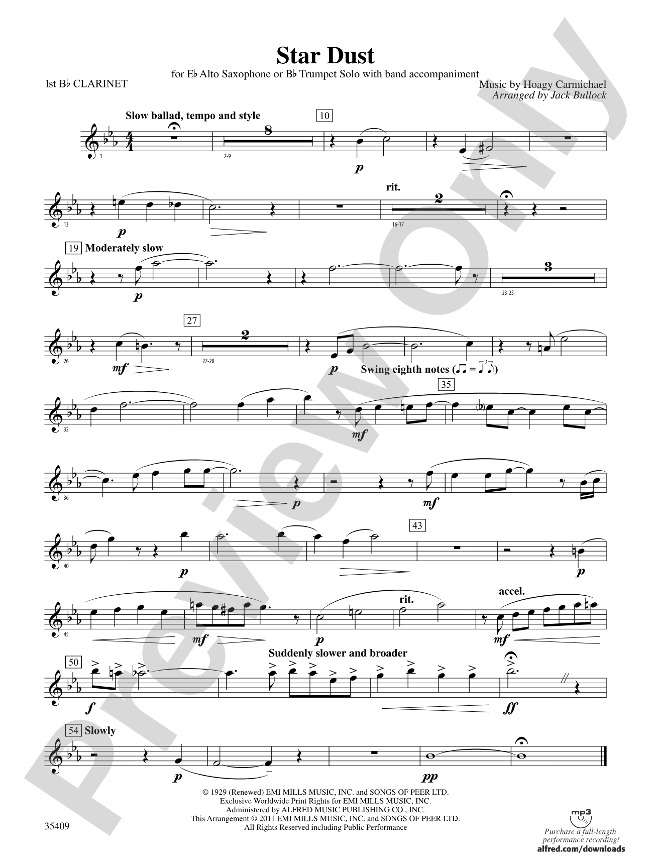 Star Dust: 1st B-flat Clarinet