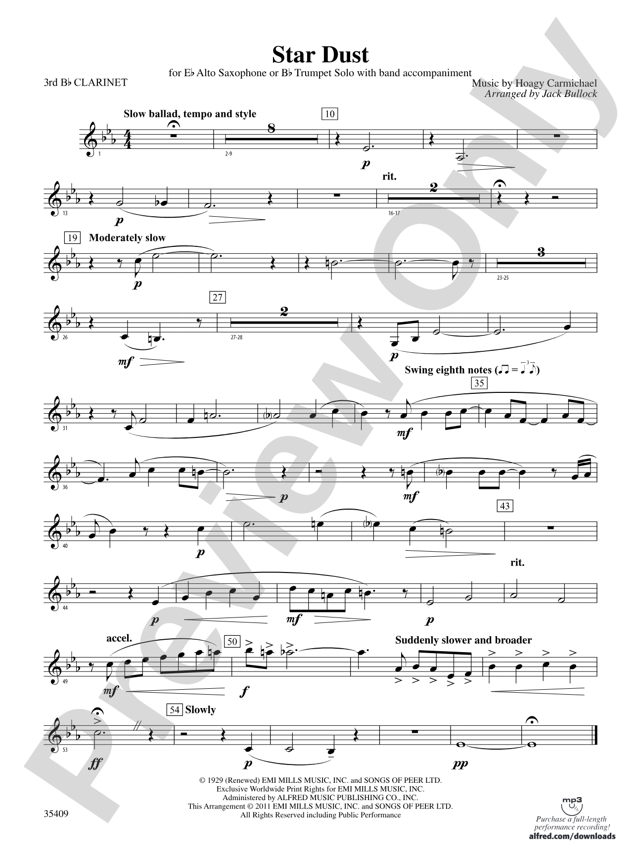 Star Dust: 3rd B-flat Clarinet