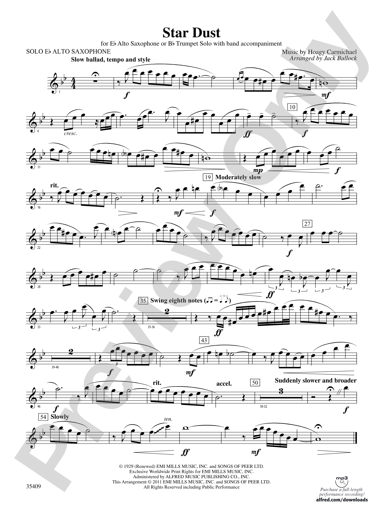 Star Dust: Solo Eb Alto Sax