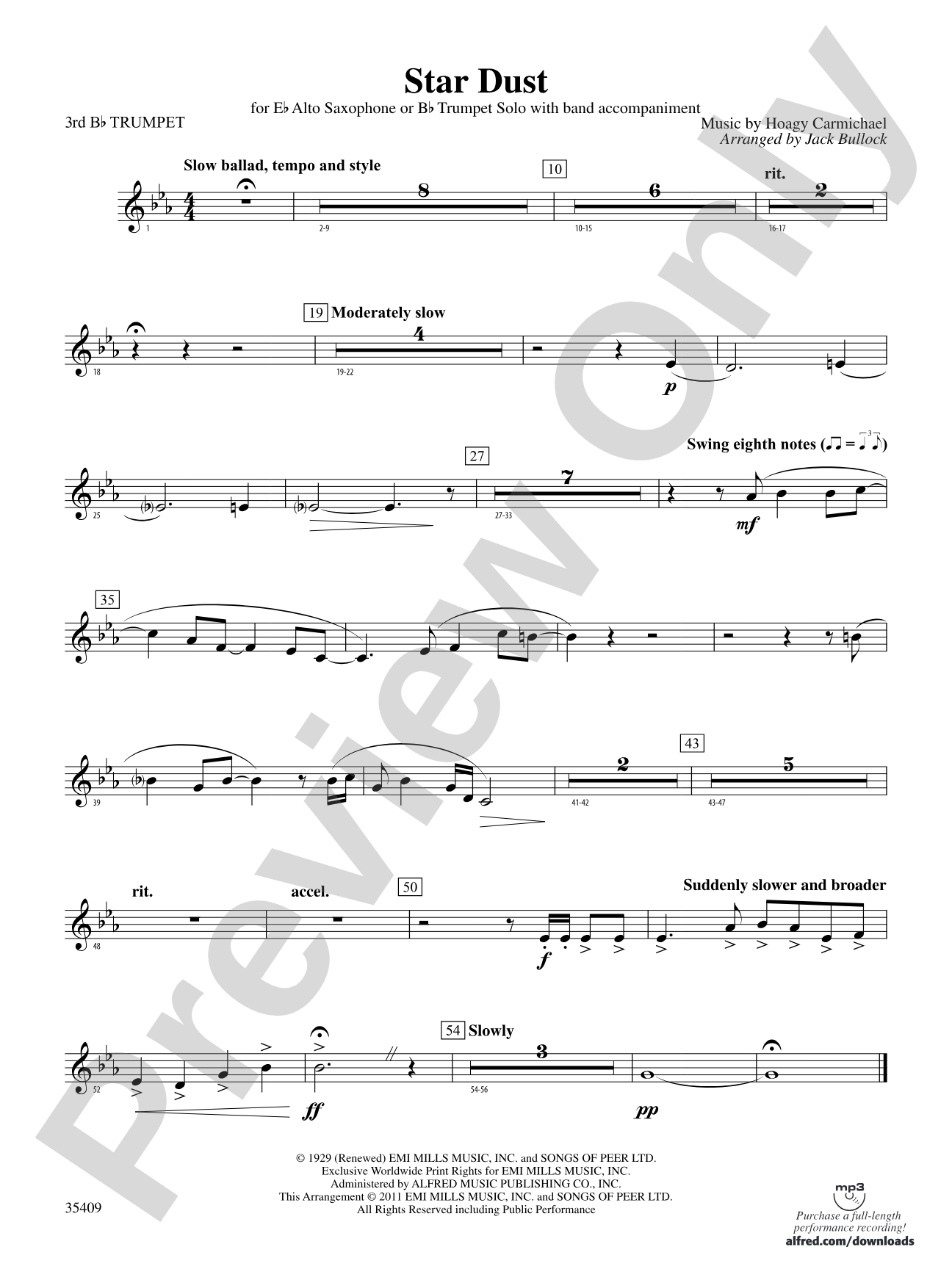 Star Dust: 3rd B-flat Trumpet