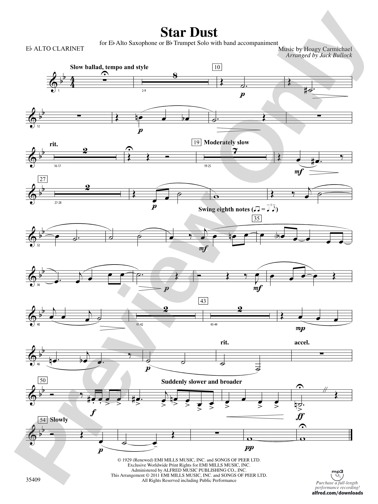 Star Dust: (wp) E-flat Alto Clarinet