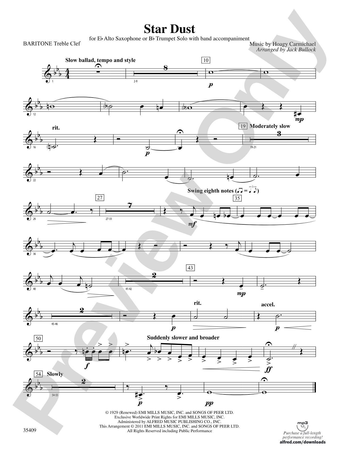 Star Dust: (wp) Baritone T.C.