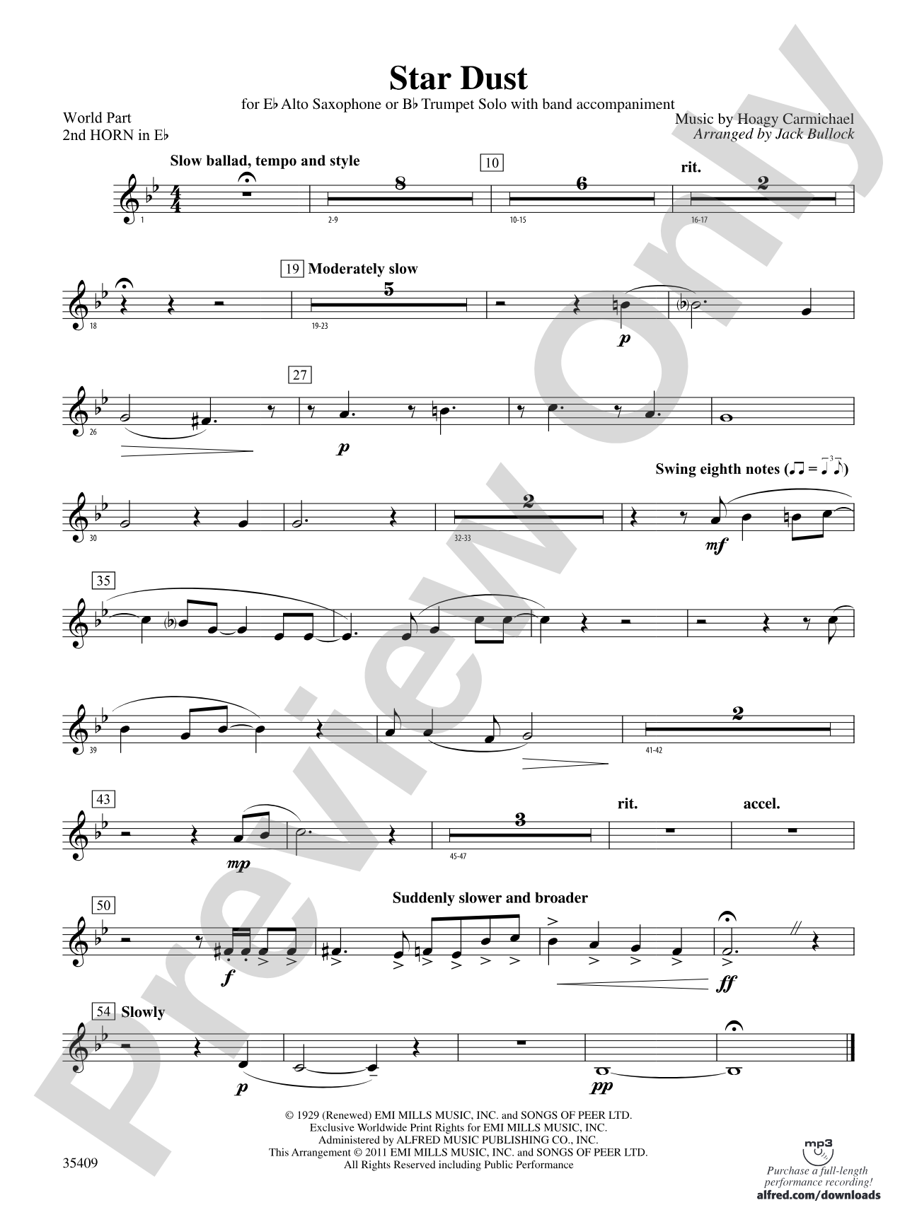 Star Dust: (wp) 2nd Horn in E-flat