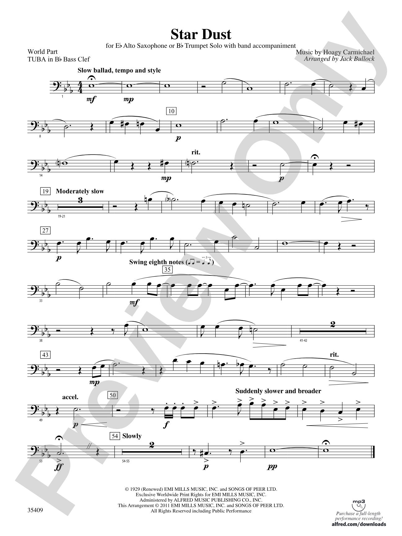 Star Dust: (wp) B-flat Tuba B.C.