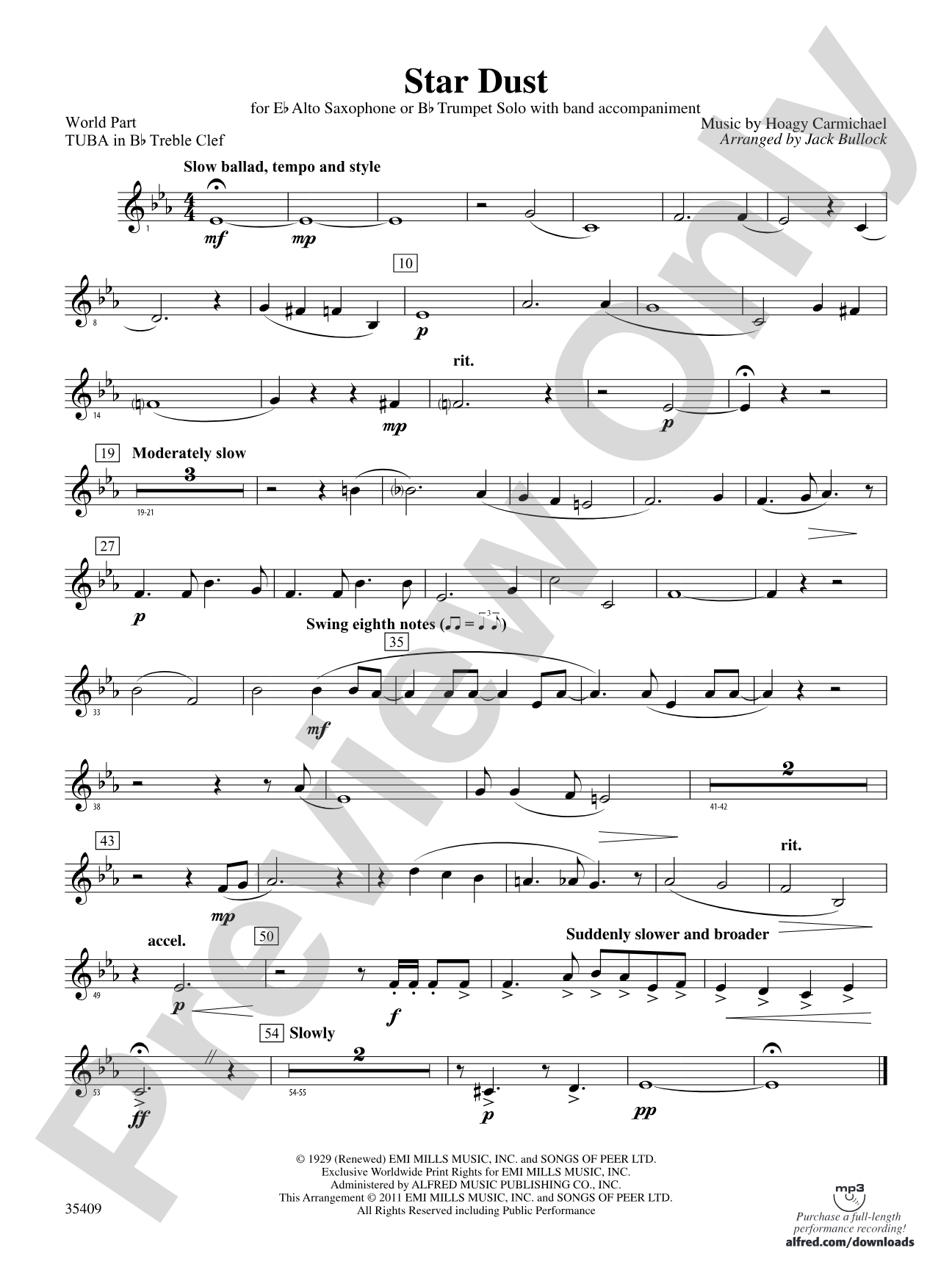 Star Dust: (wp) B-flat Tuba T.C.