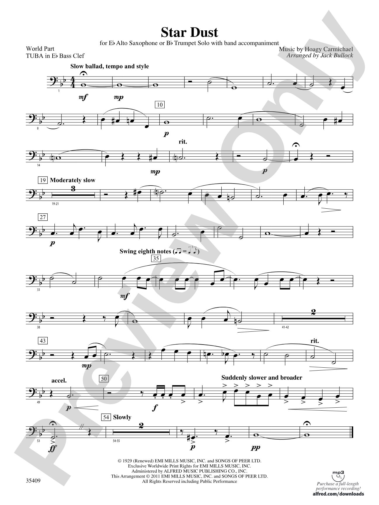 Star Dust: (wp) E-flat Tuba B.C.