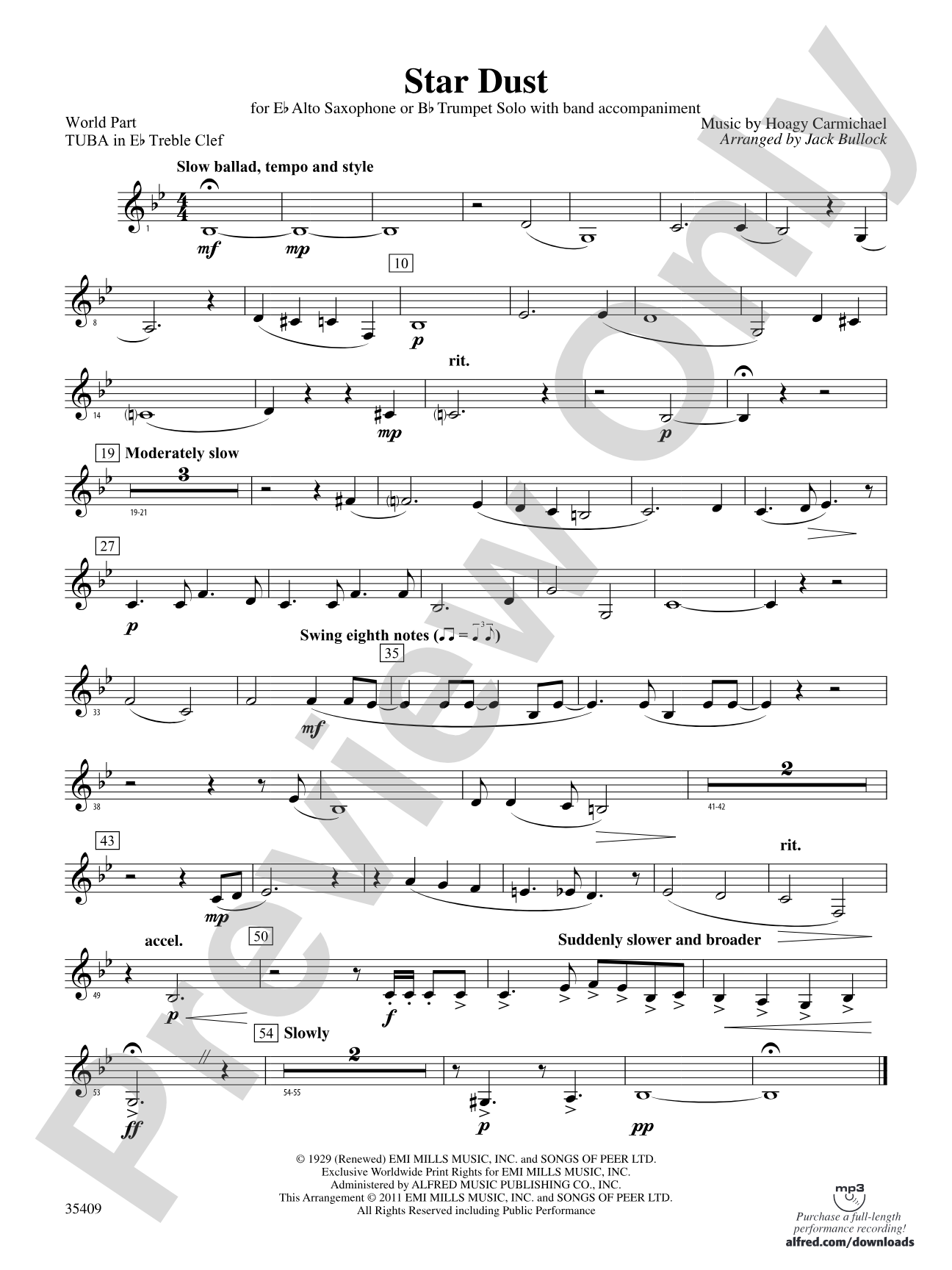 Star Dust: (wp) E-flat Tuba T.C.