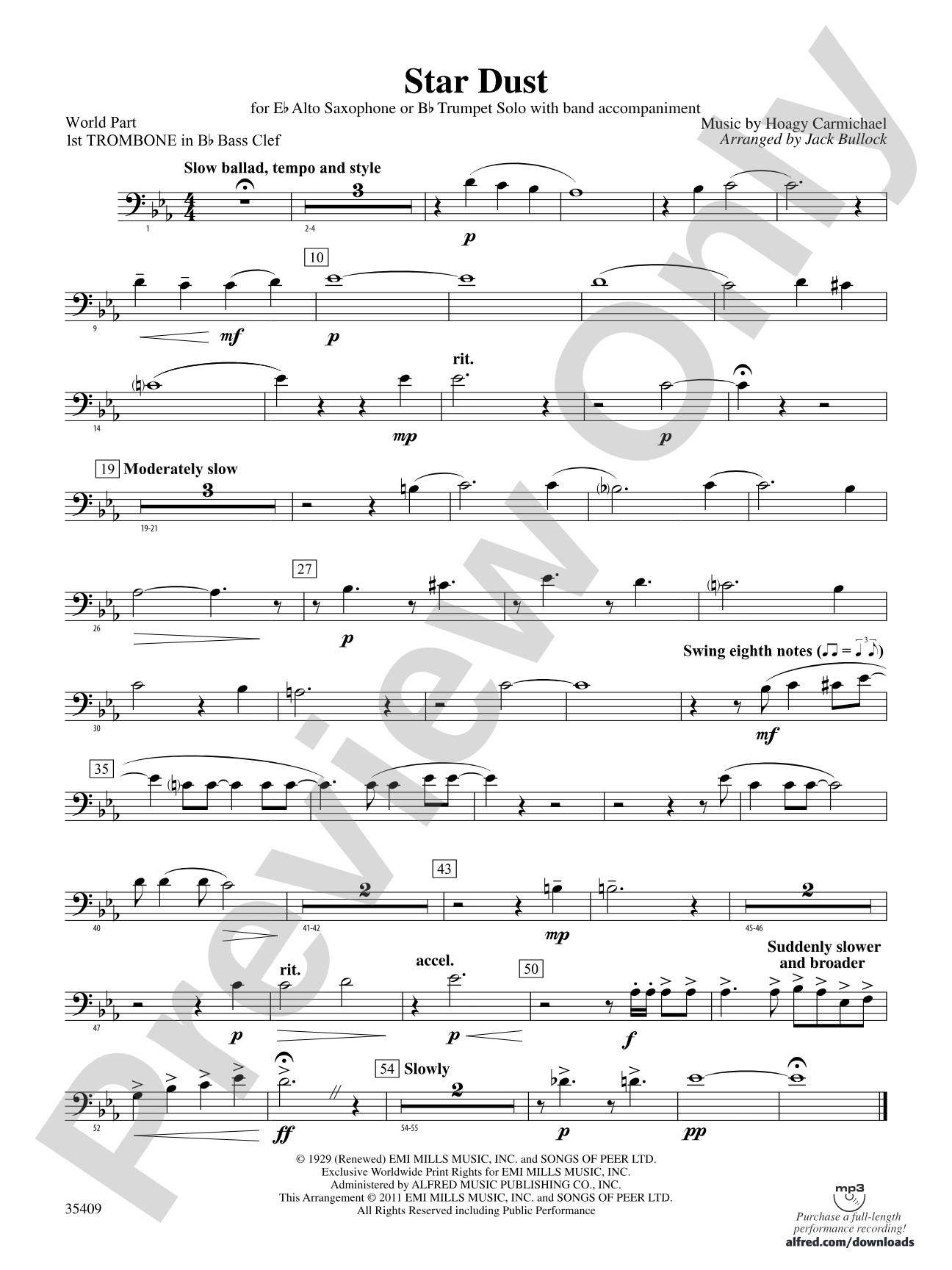 Star Dust: (wp) 1st B-flat Trombone B.C.