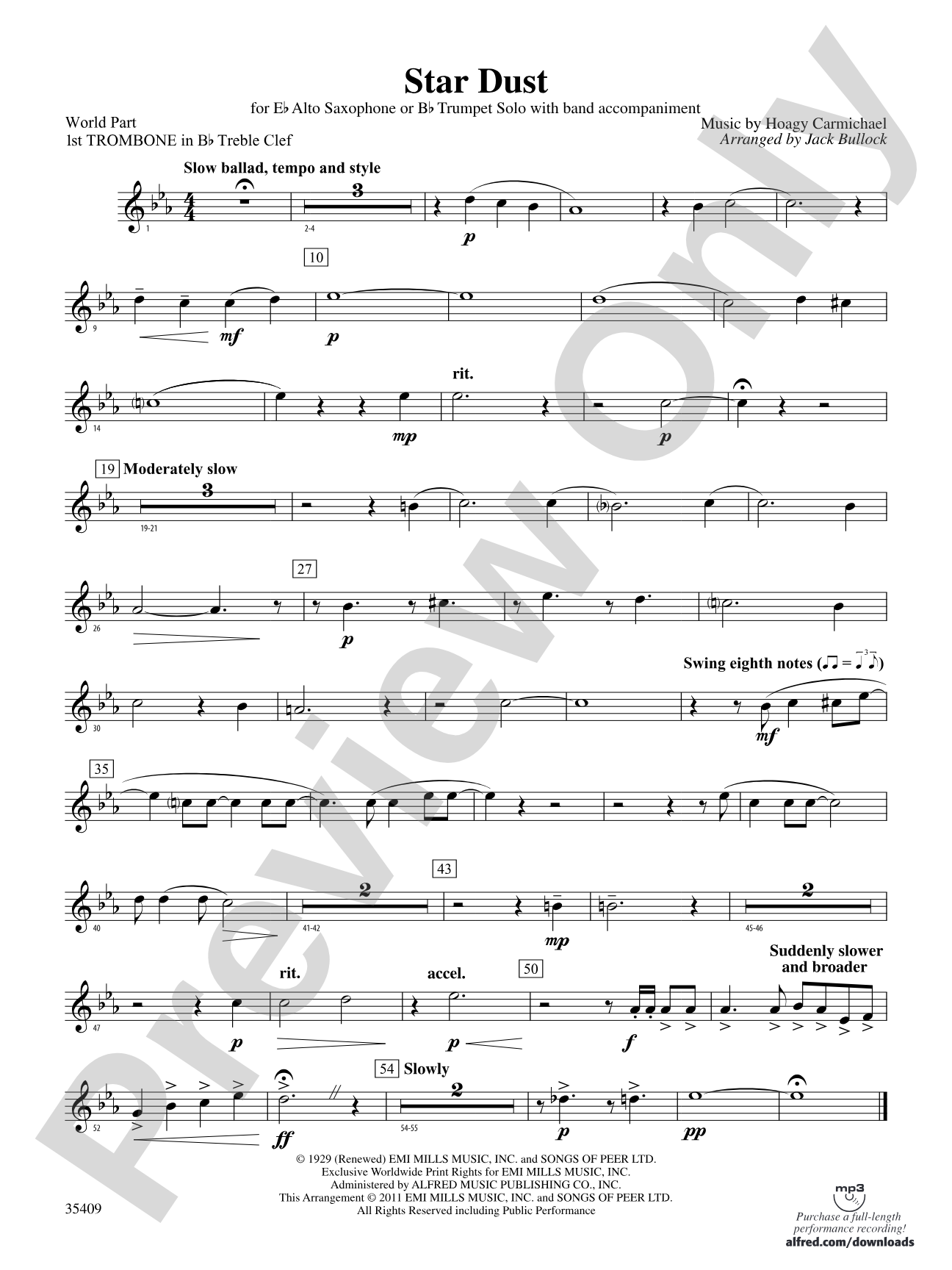 Star Dust: (wp) 1st B-flat Trombone T.C.