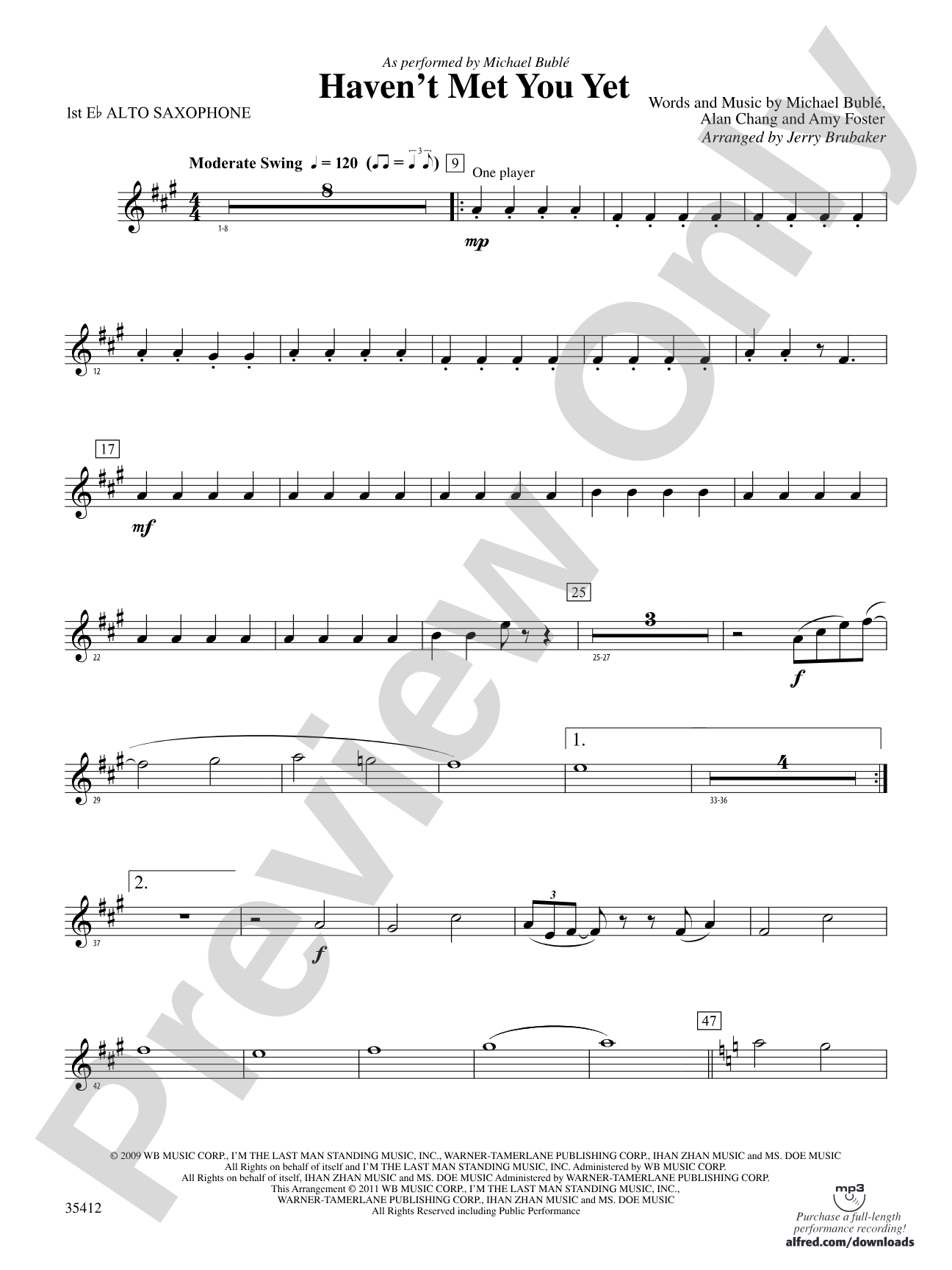 Haven't Met You Yet: E-flat Alto Saxophone