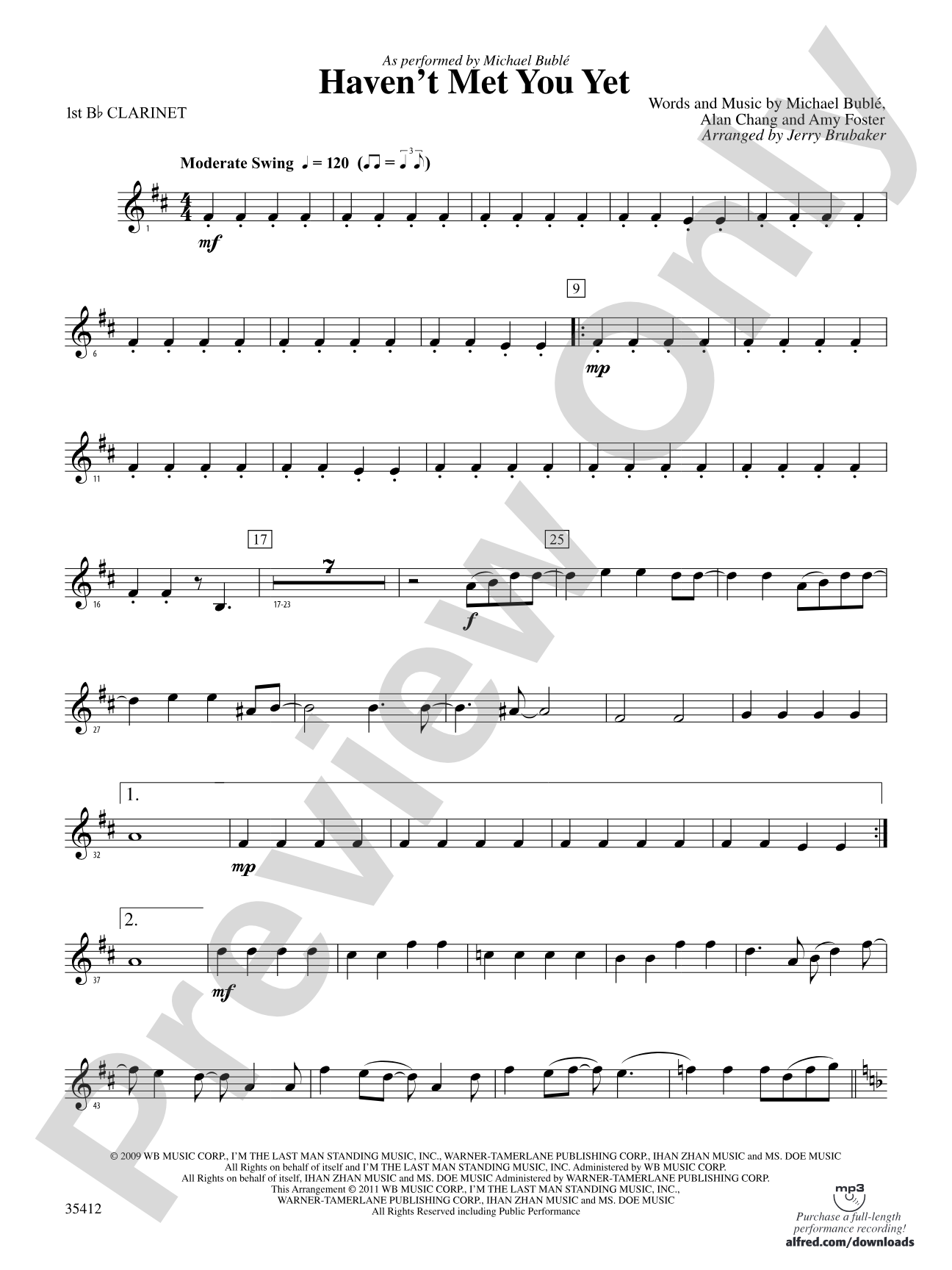 Haven't Met You Yet: 1st B-flat Clarinet