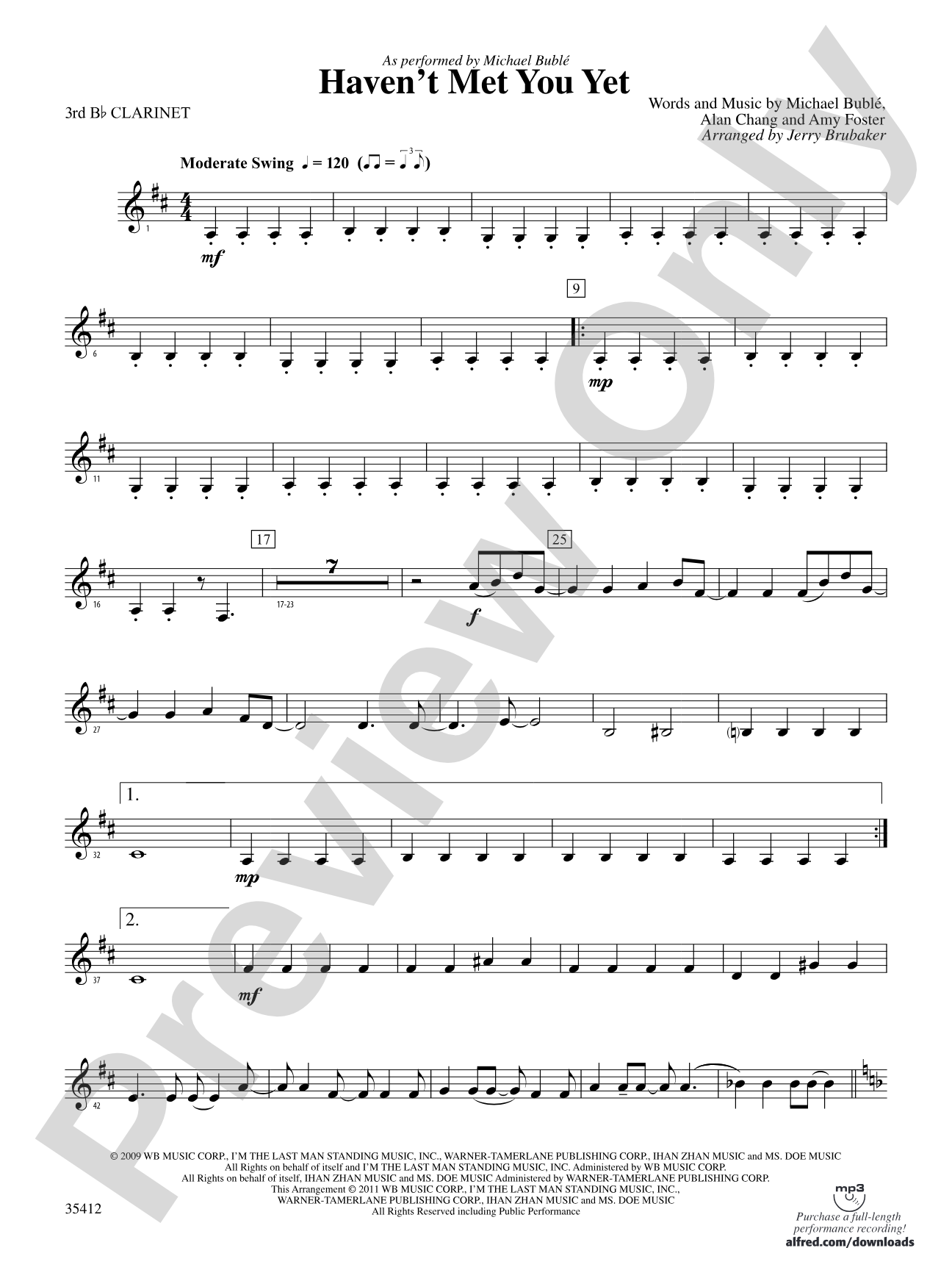 Haven't Met You Yet: 3rd B-flat Clarinet