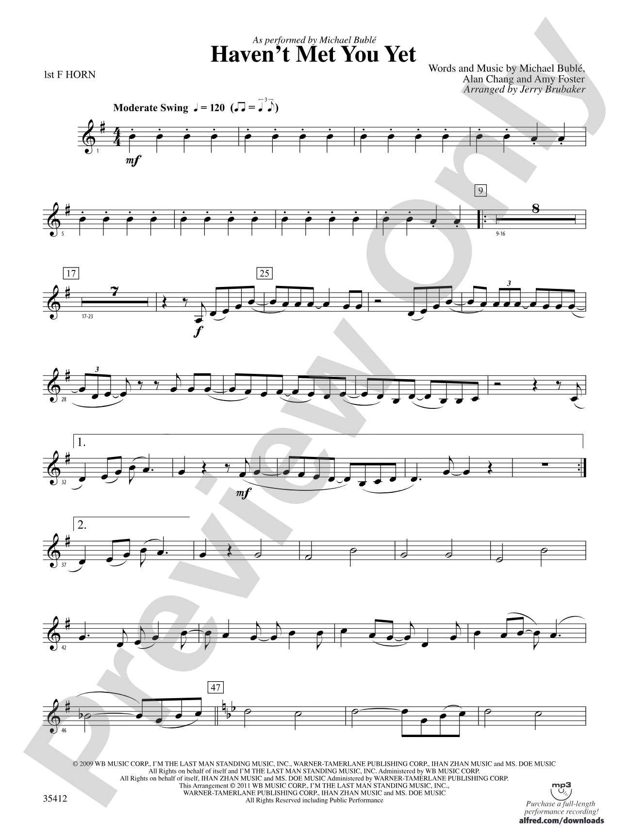 Haven't Met You Yet: 1st F Horn