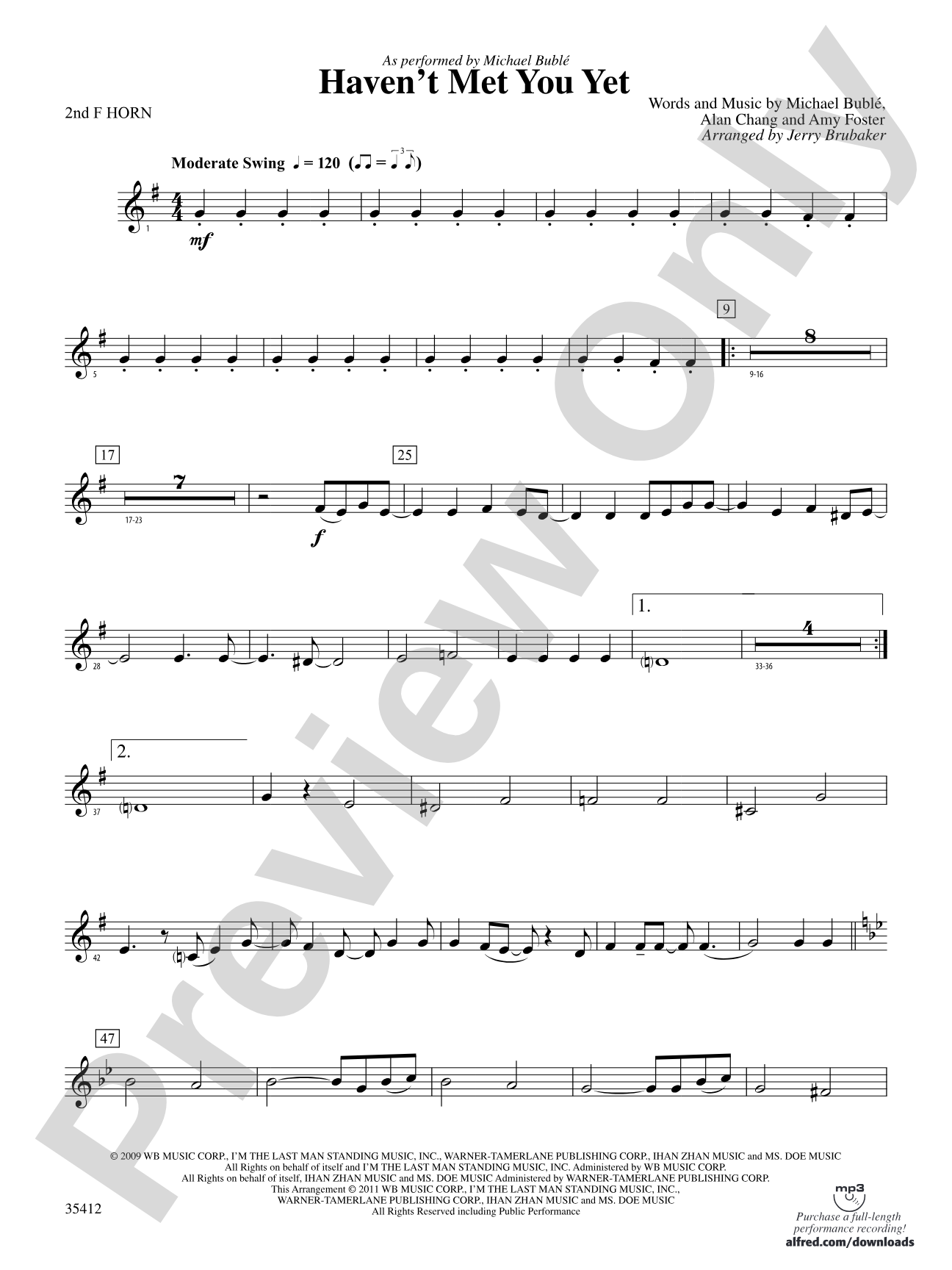 Haven't Met You Yet: 2nd F Horn