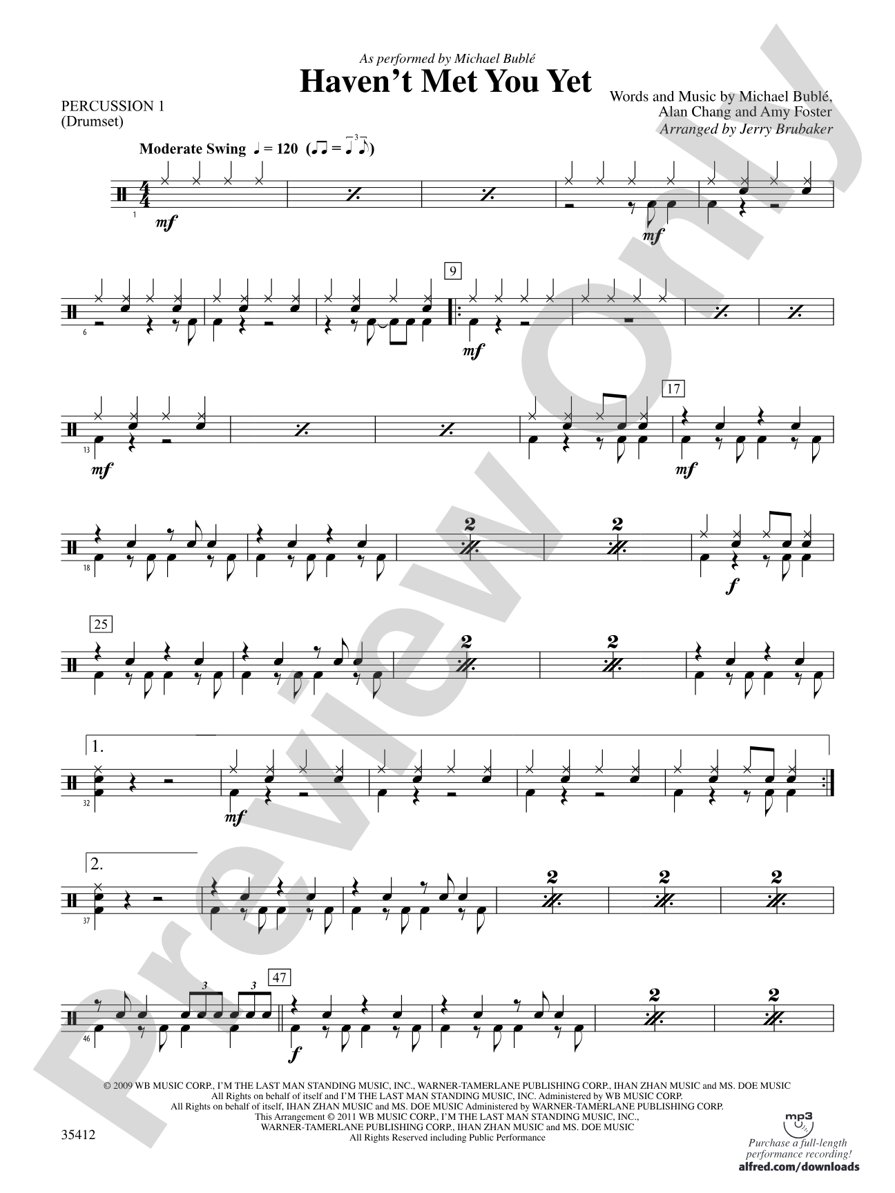 Haven't Met You Yet: 1st Percussion