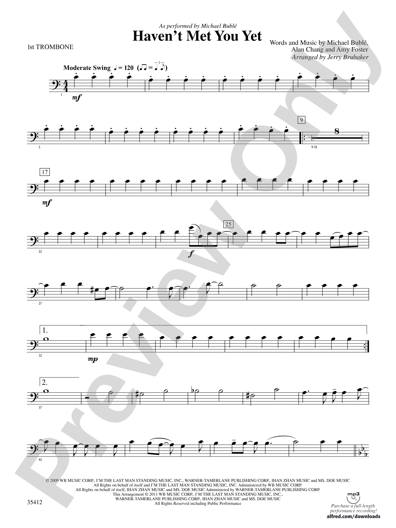 Haven't Met You Yet: 1st Trombone