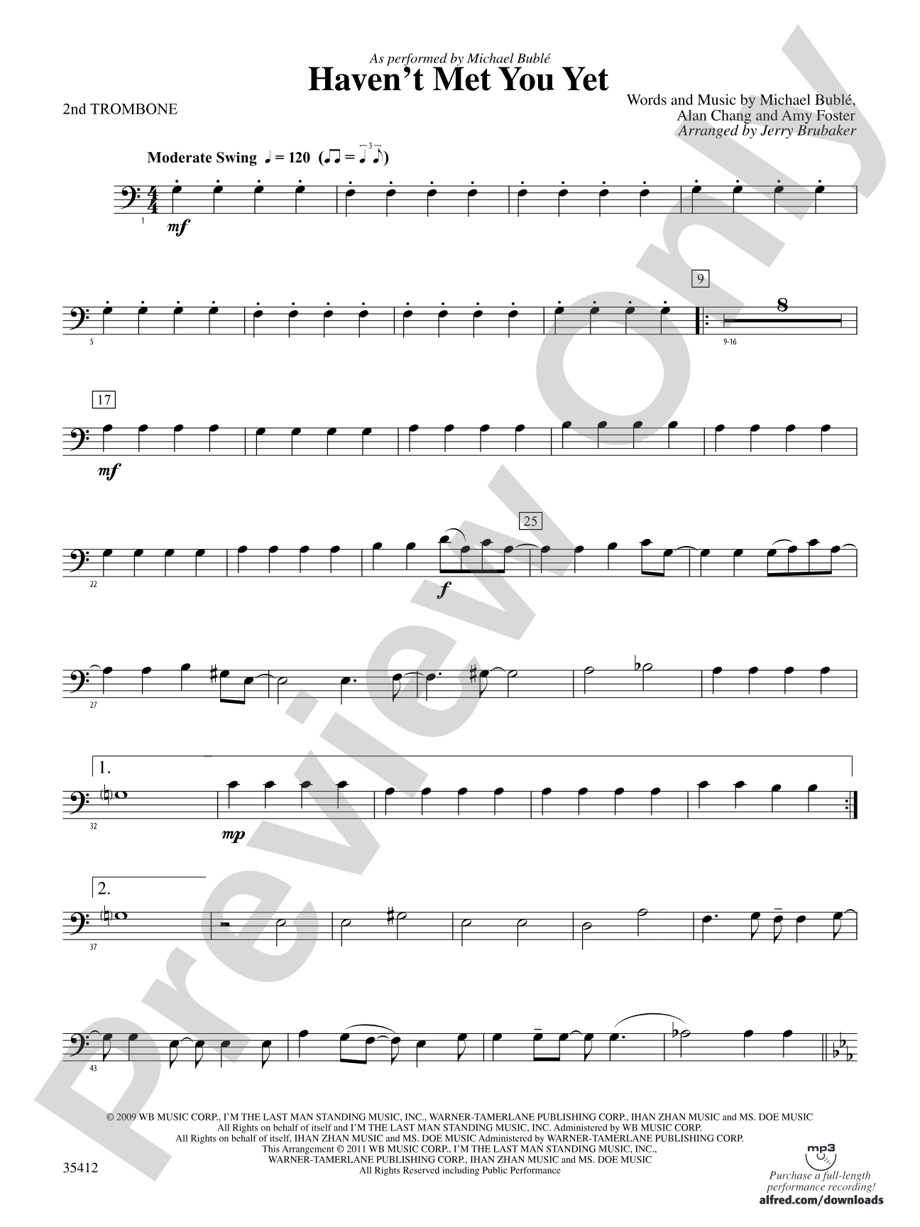 Haven't Met You Yet: 2nd Trombone