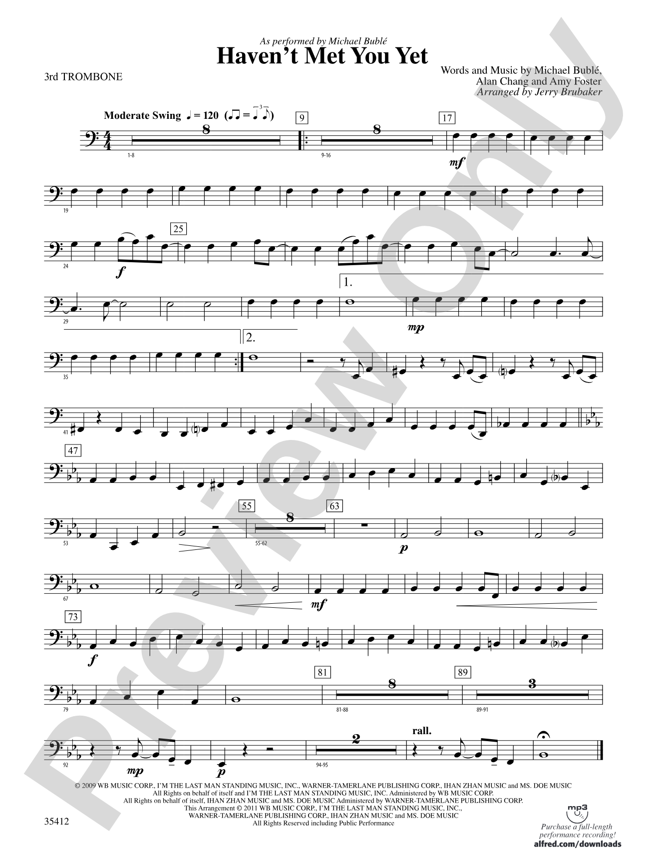 Haven't Met You Yet: 3rd Trombone