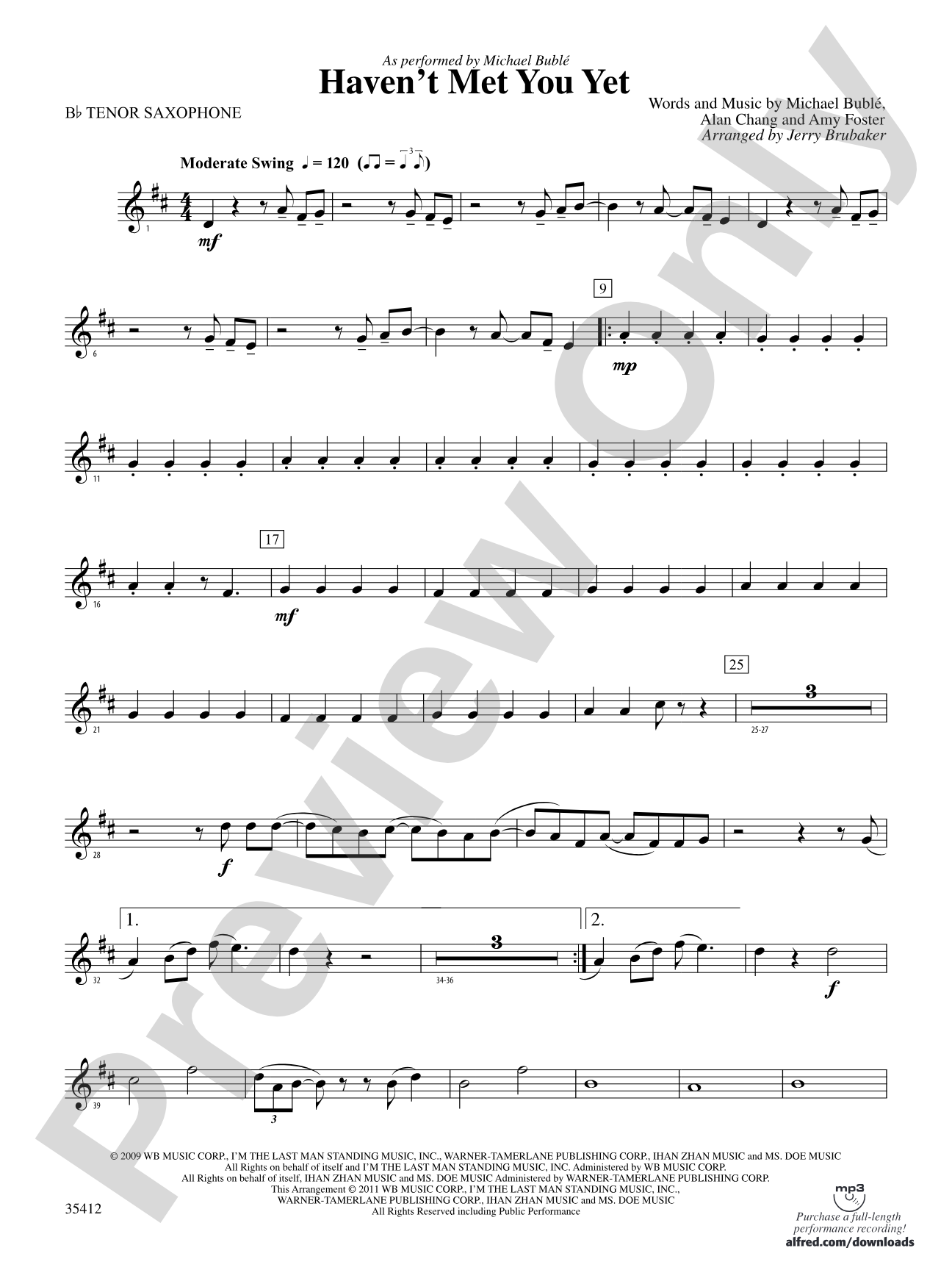 Haven't Met You Yet: B-flat Tenor Saxophone