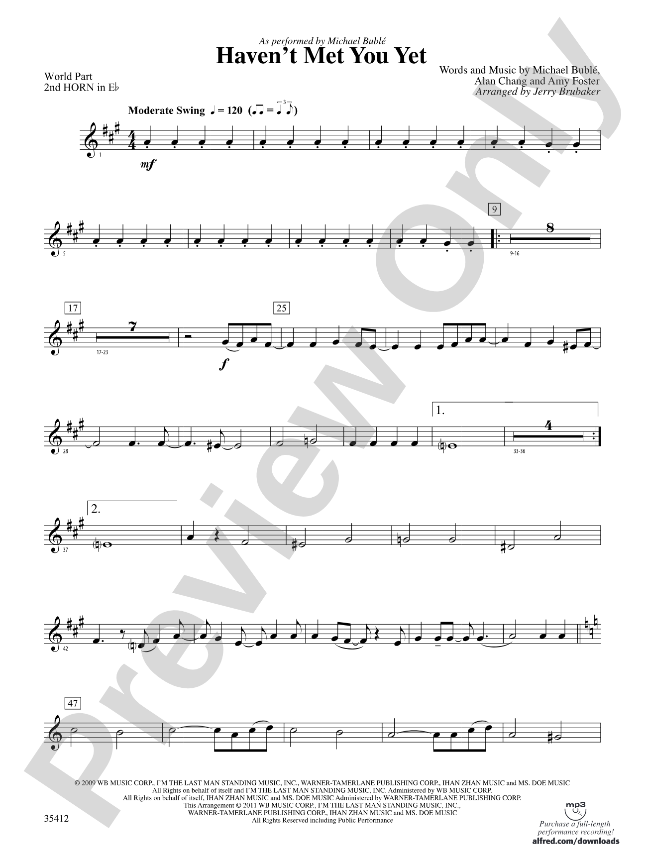 Haven't Met You Yet: (wp) 2nd Horn in E-flat