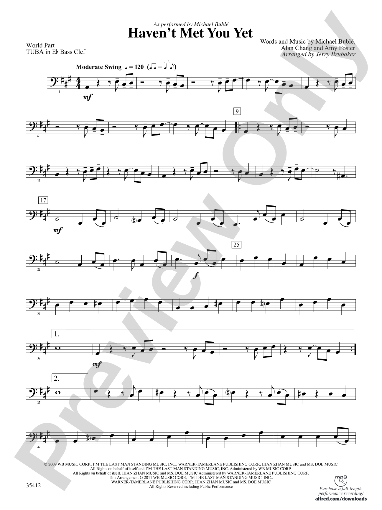 Haven't Met You Yet: (wp) E-flat Tuba B.C.