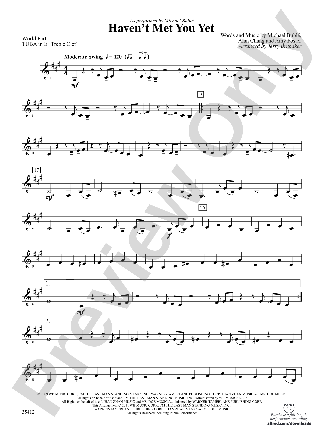 Haven't Met You Yet: (wp) E-flat Tuba T.C.
