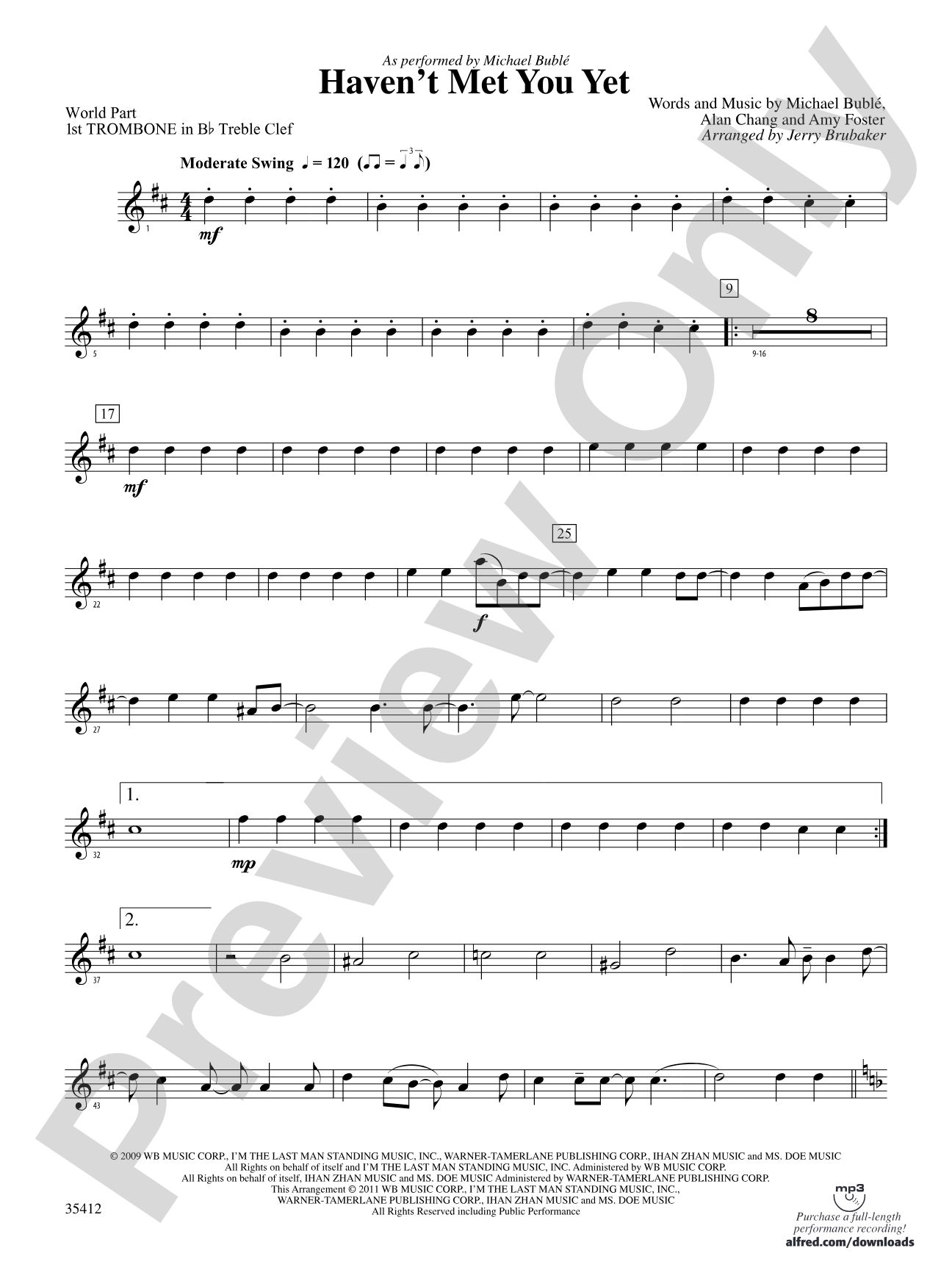 Haven't Met You Yet: (wp) 1st B-flat Trombone T.C.