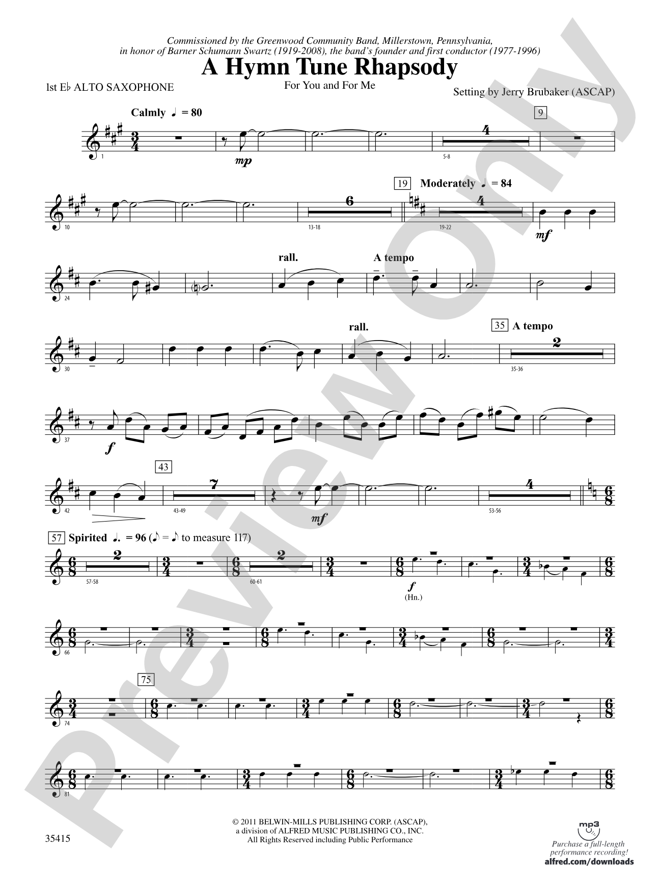 A Hymn Tune Rhapsody: E-flat Alto Saxophone