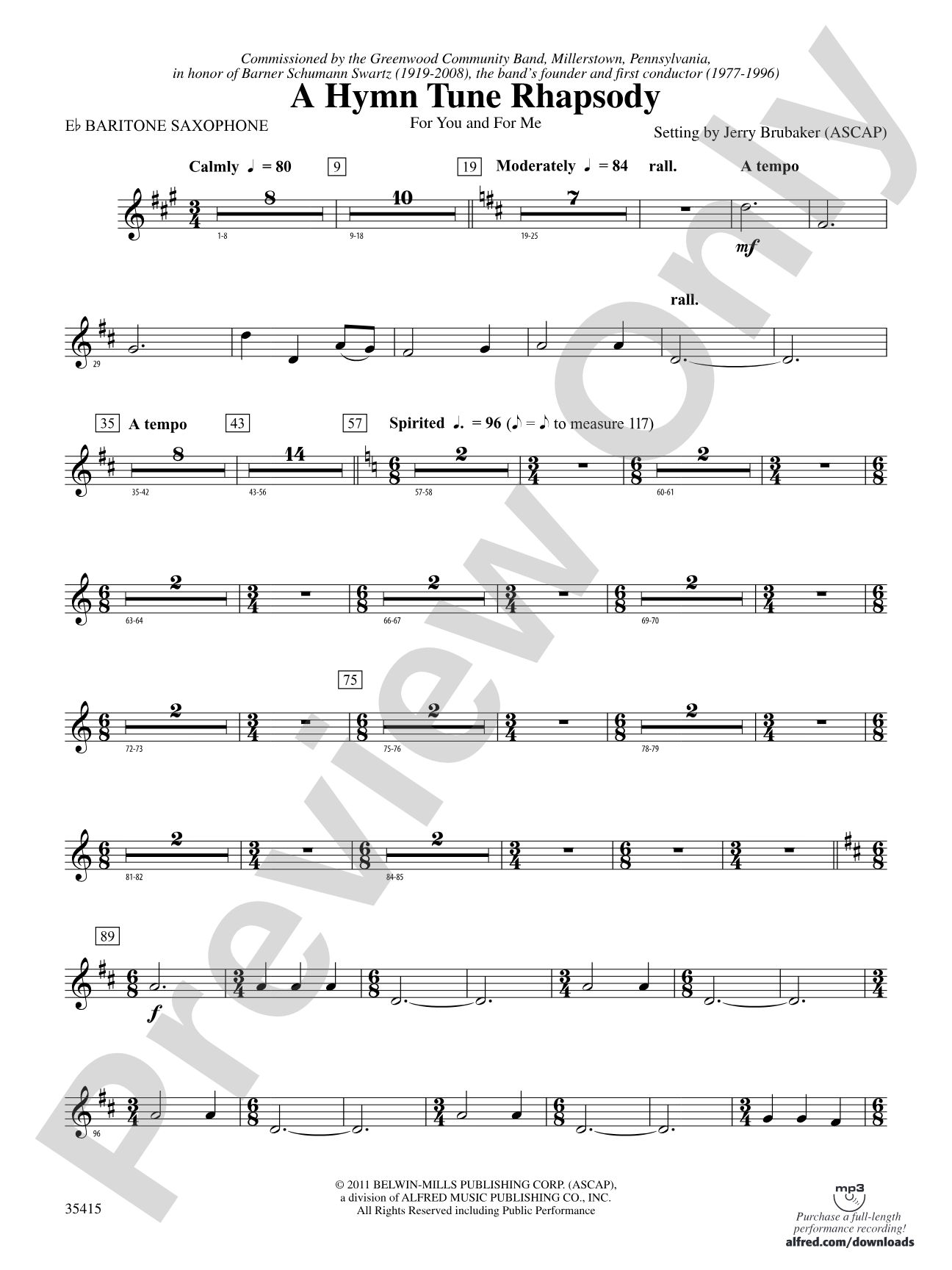 A Hymn Tune Rhapsody: E-flat Baritone Saxophone
