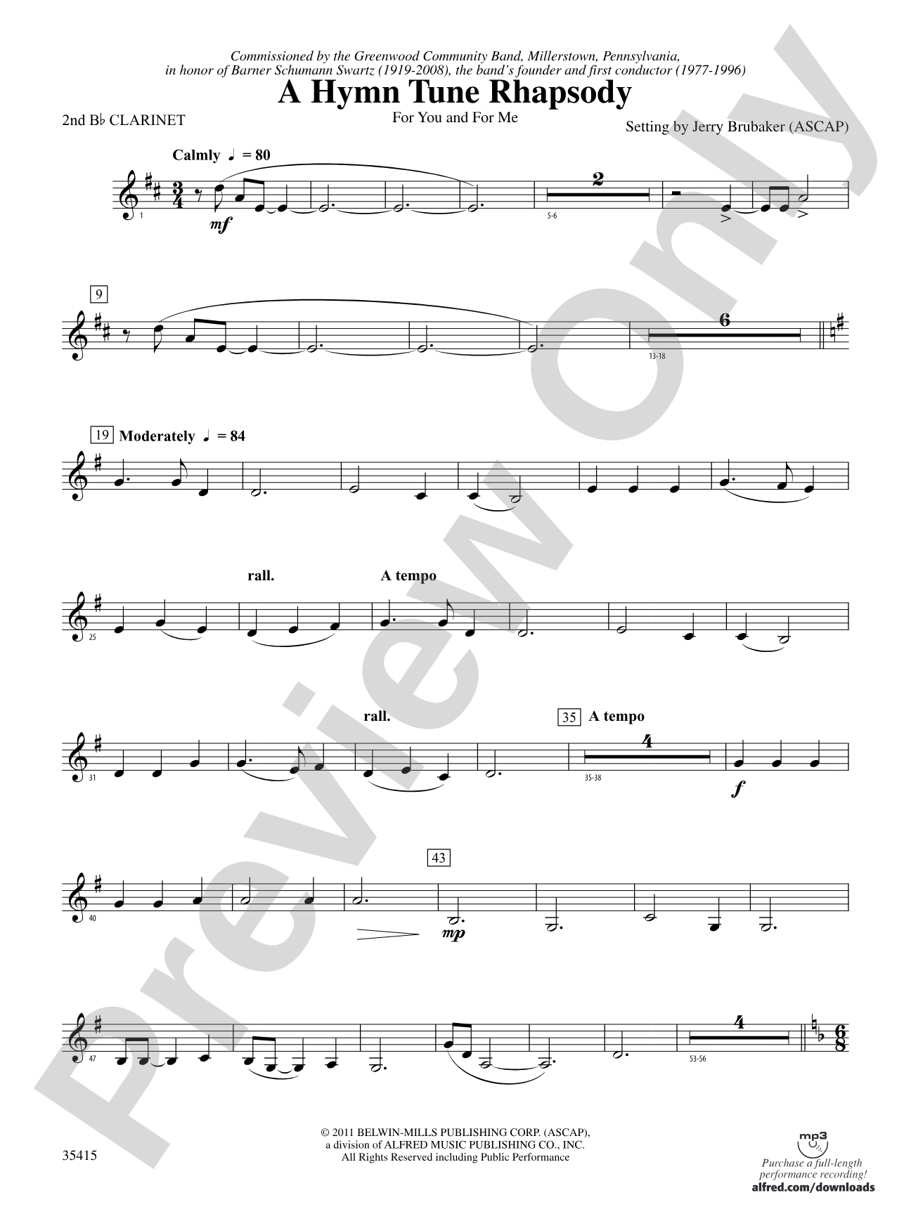 A Hymn Tune Rhapsody: 2nd B-flat Clarinet